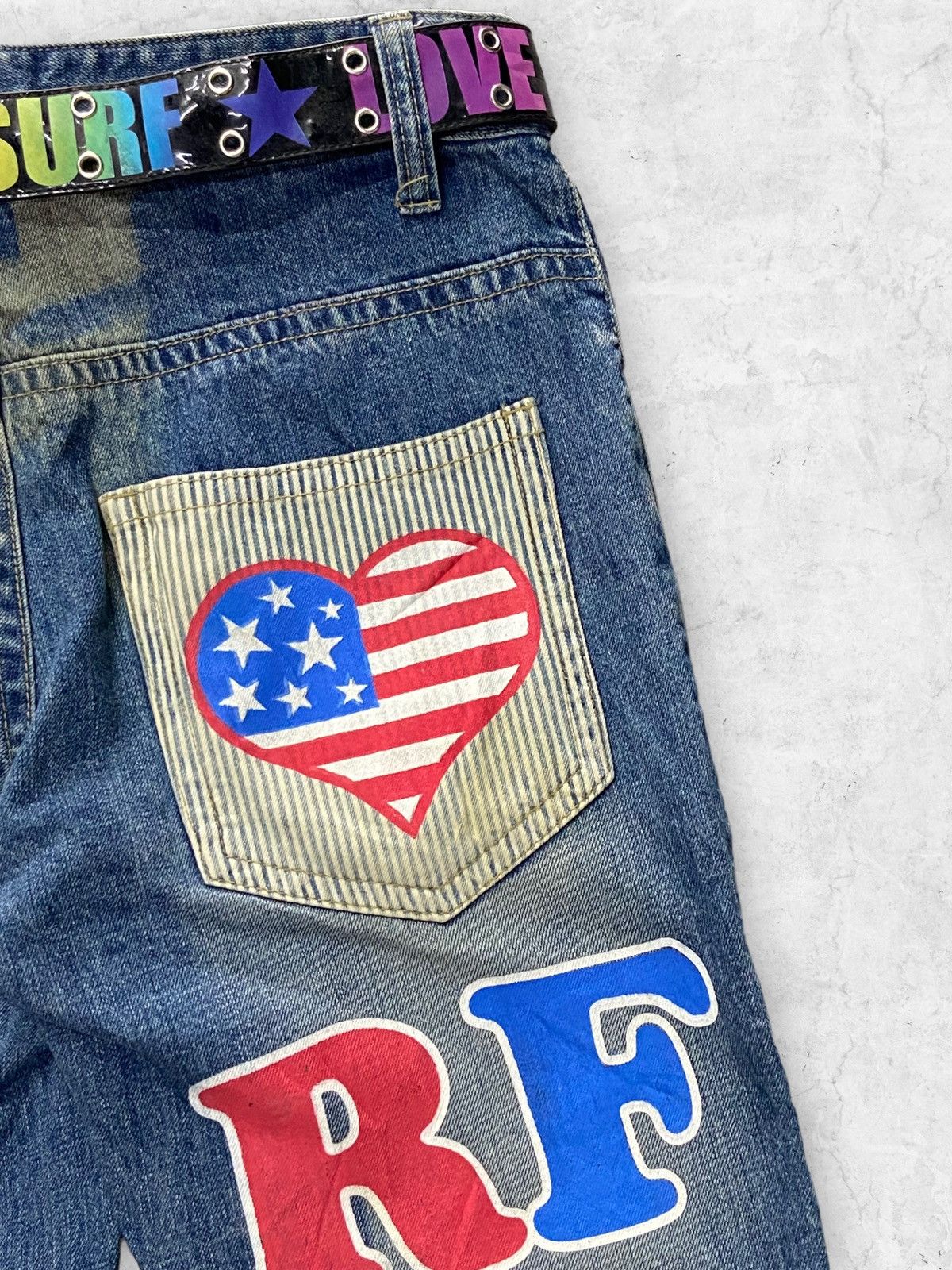 Japanese Brand Y2k Clone Devgru Japan i ❤️ Surf Evisu Style Pants And Belt Size US 32 / EU 48 - 11 Thumbnail