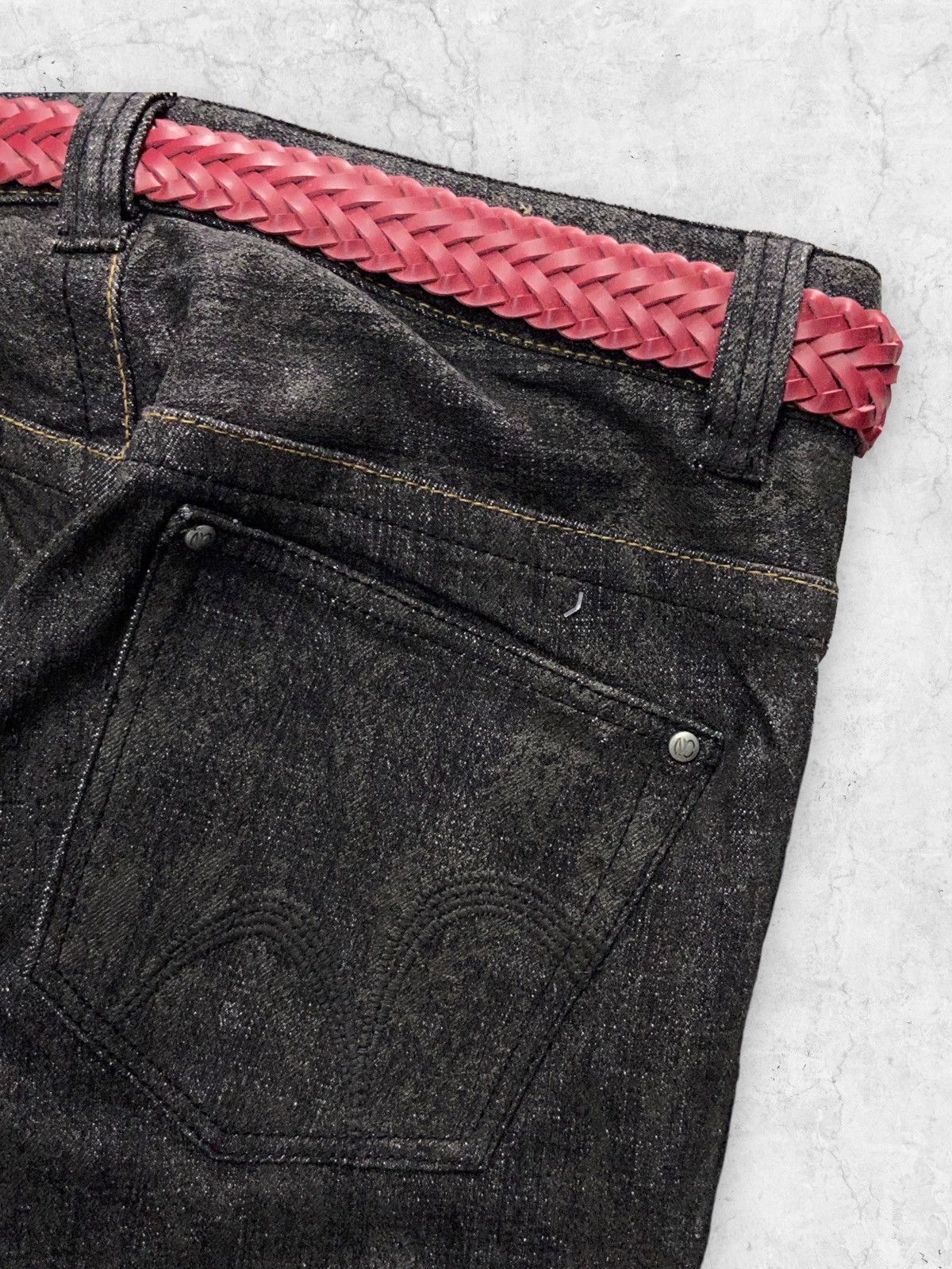 If Six Was Nine × Le Grande Bleu (L.G.B.) × Nicole Club Nicole Club Wax Snake Pattern Denim Jeans With Leather belt Size US 30 / EU 46 - 11 Thumbnail