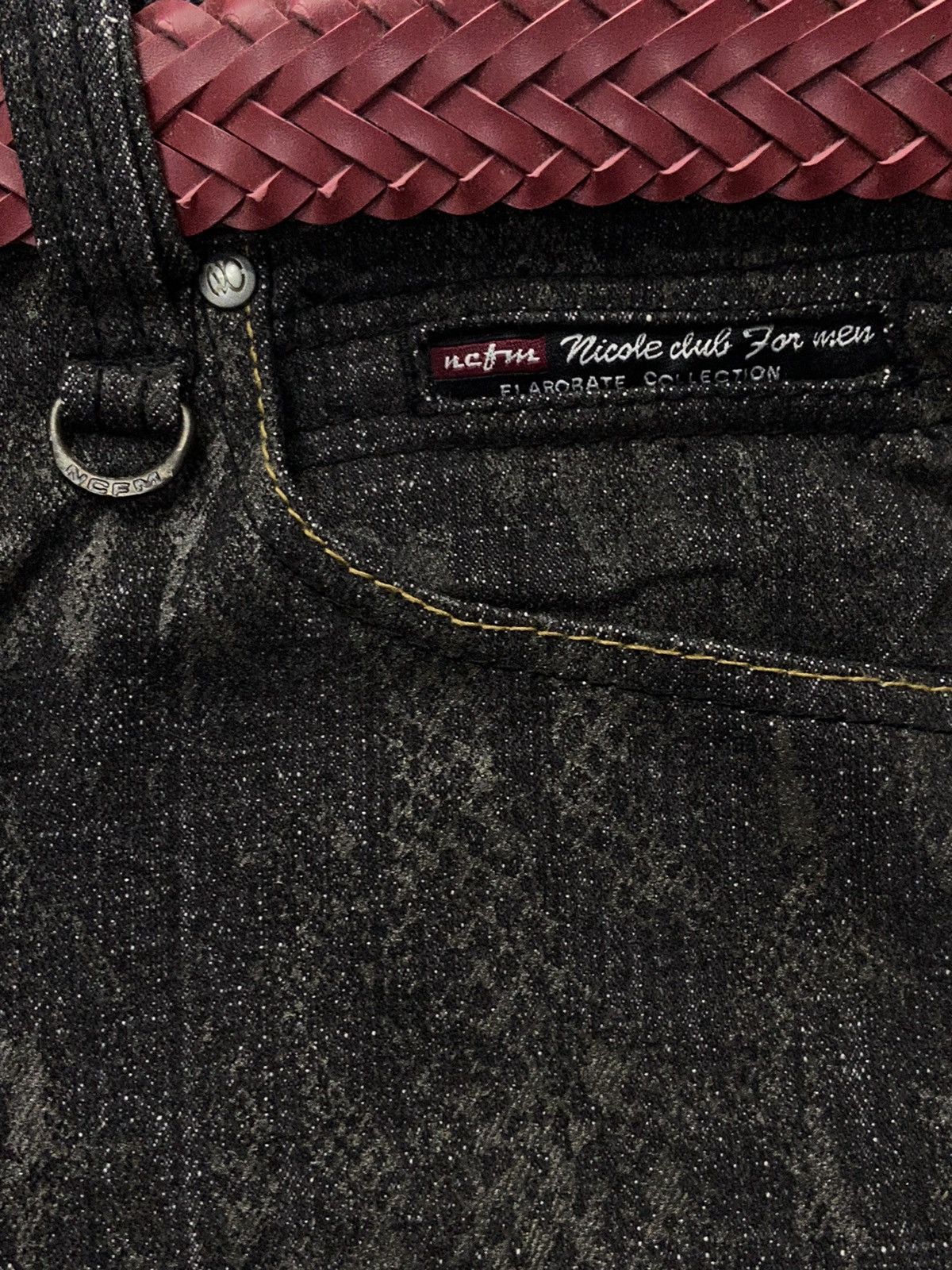 If Six Was Nine × Le Grande Bleu (L.G.B.) × Nicole Club Nicole Club Wax Snake Pattern Denim Jeans With Leather belt Size US 30 / EU 46 - 6 Thumbnail
