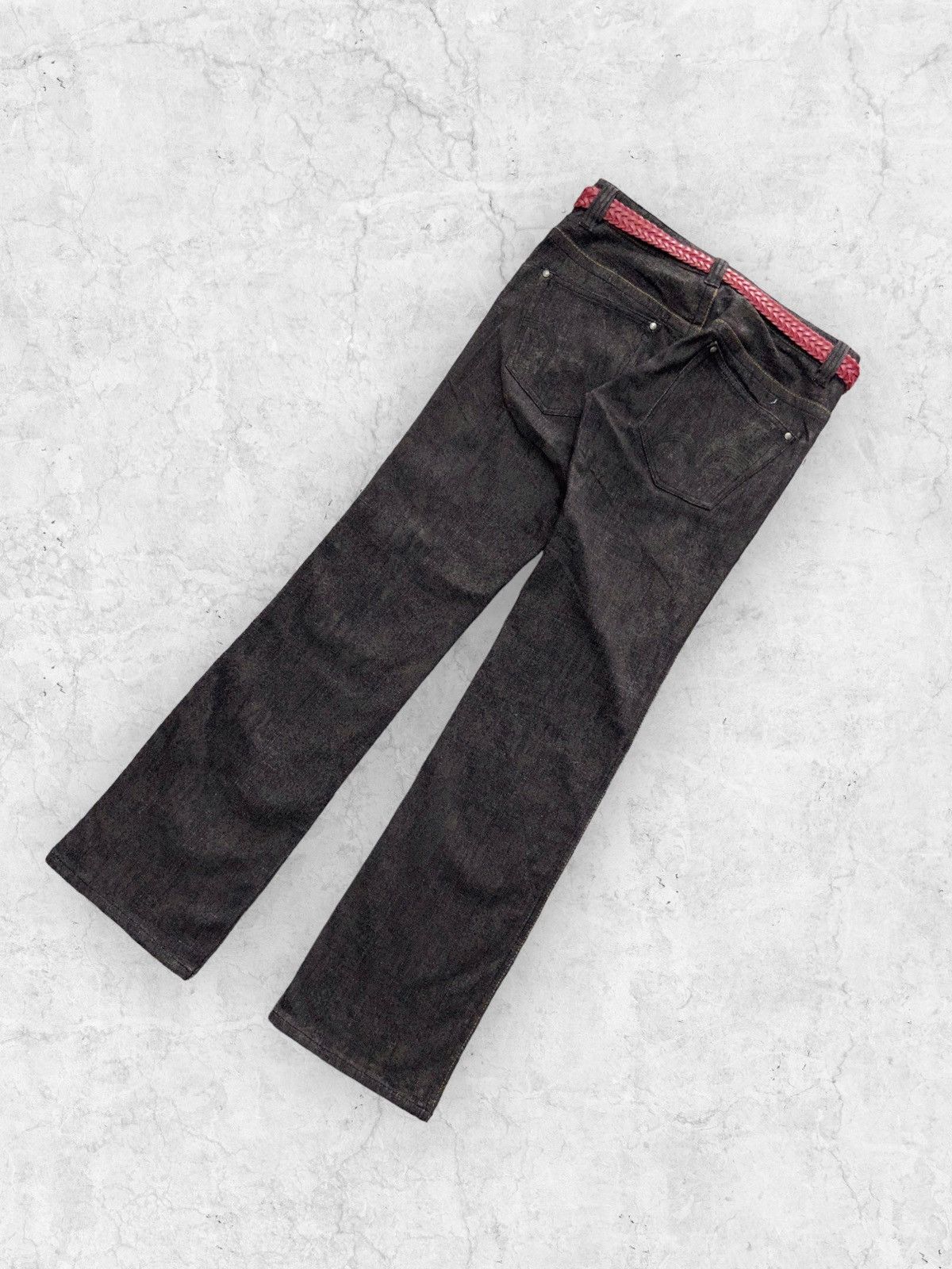 If Six Was Nine × Le Grande Bleu (L.G.B.) × Nicole Club Nicole Club Wax Snake Pattern Denim Jeans With Leather belt Size US 30 / EU 46 - 9 Thumbnail