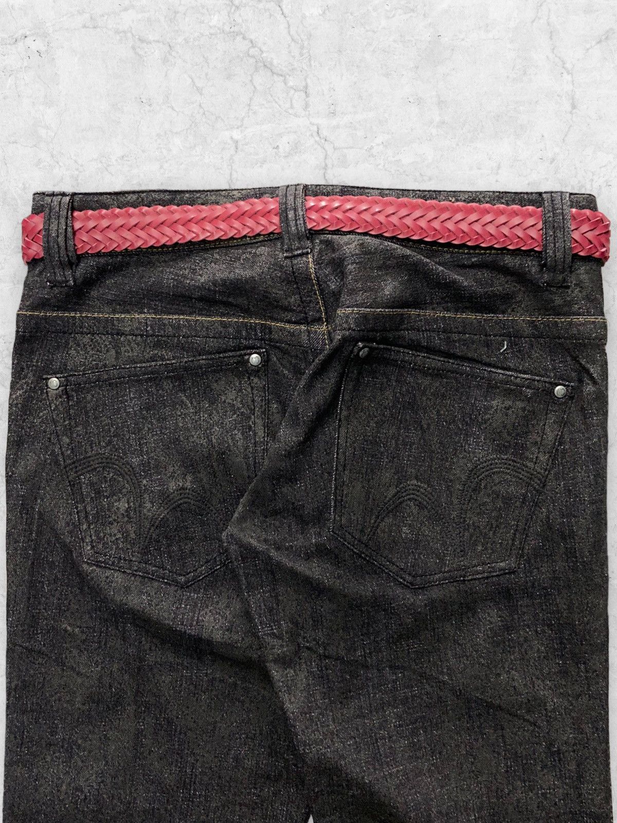 If Six Was Nine × Le Grande Bleu (L.G.B.) × Nicole Club Nicole Club Wax Snake Pattern Denim Jeans With Leather belt Size US 30 / EU 46 - 10 Thumbnail