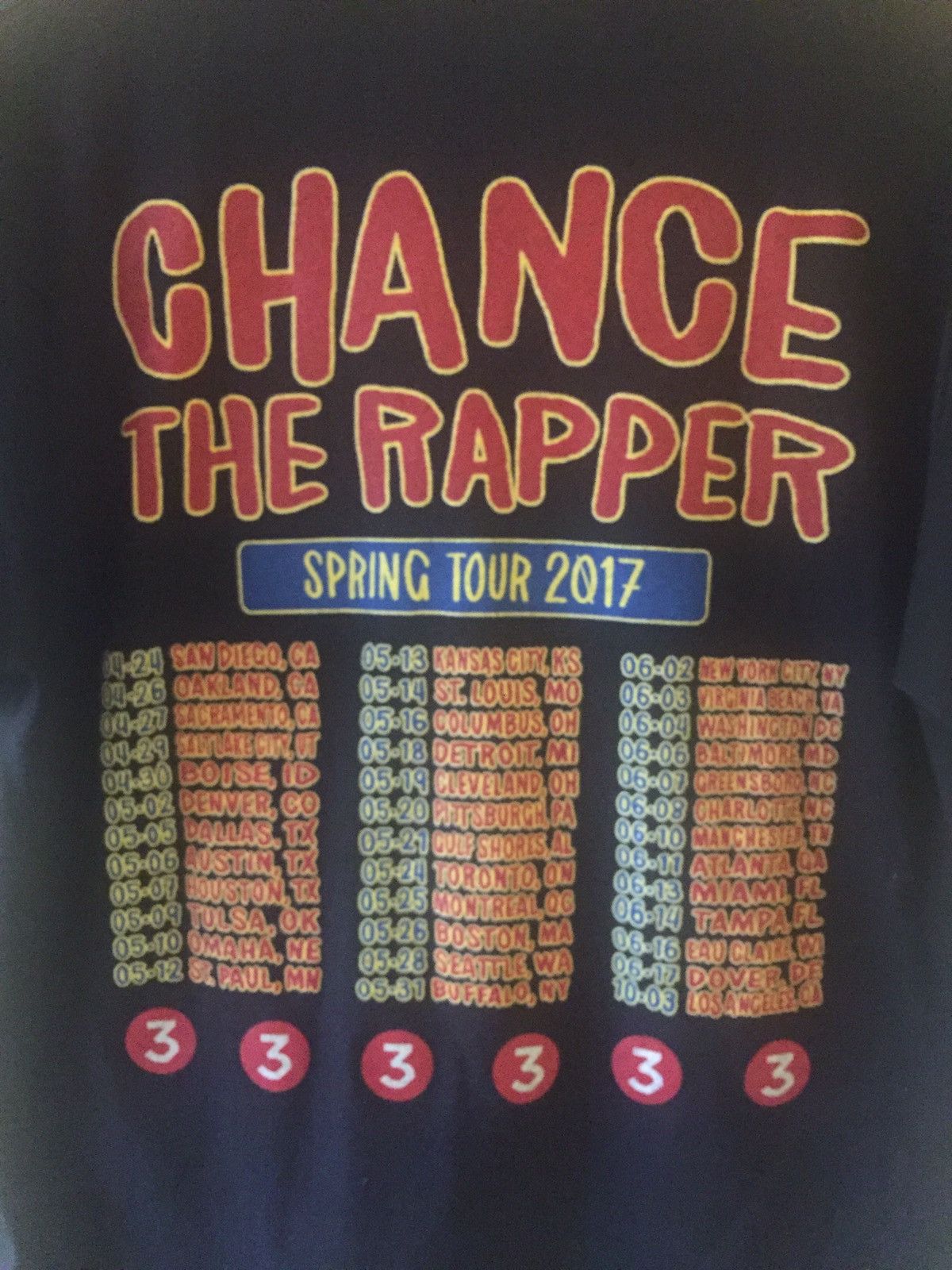 Chance The Rapper Chance The Rapper Spring Tour 2017 Tee Tshirt Size US M / EU 48-50 / 2 - 4 Thumbnail