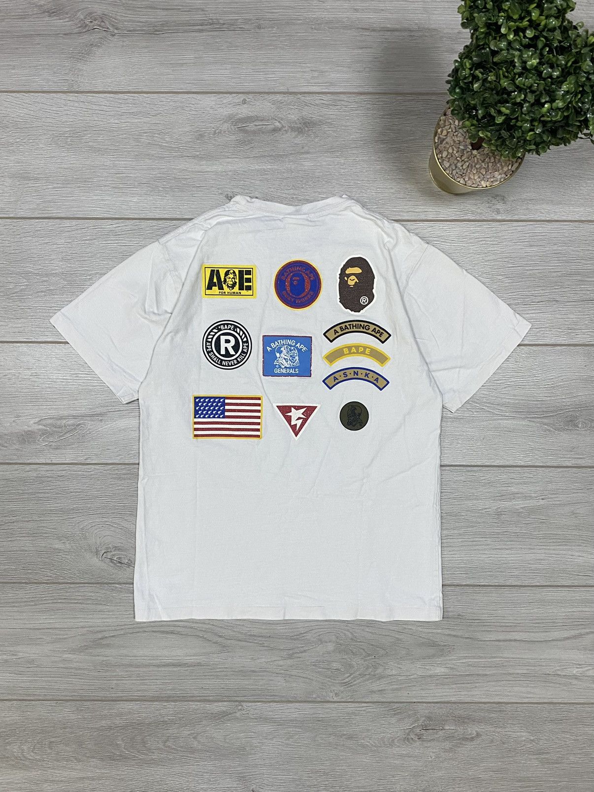 Bape Bape a bathing Ape USA head multi logo t shirt Grailed