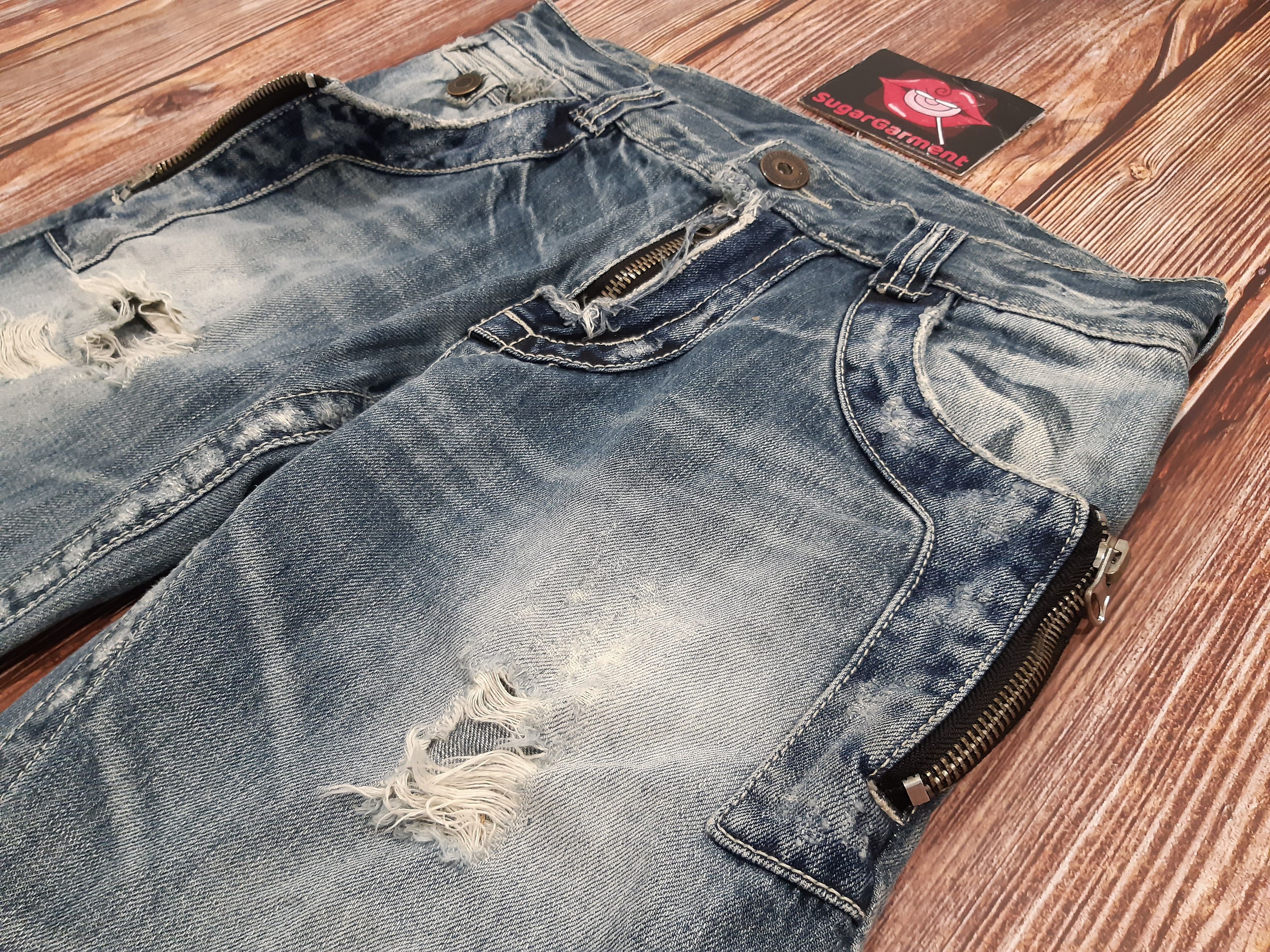 Japanese Jeans Distressed Punk Zippers