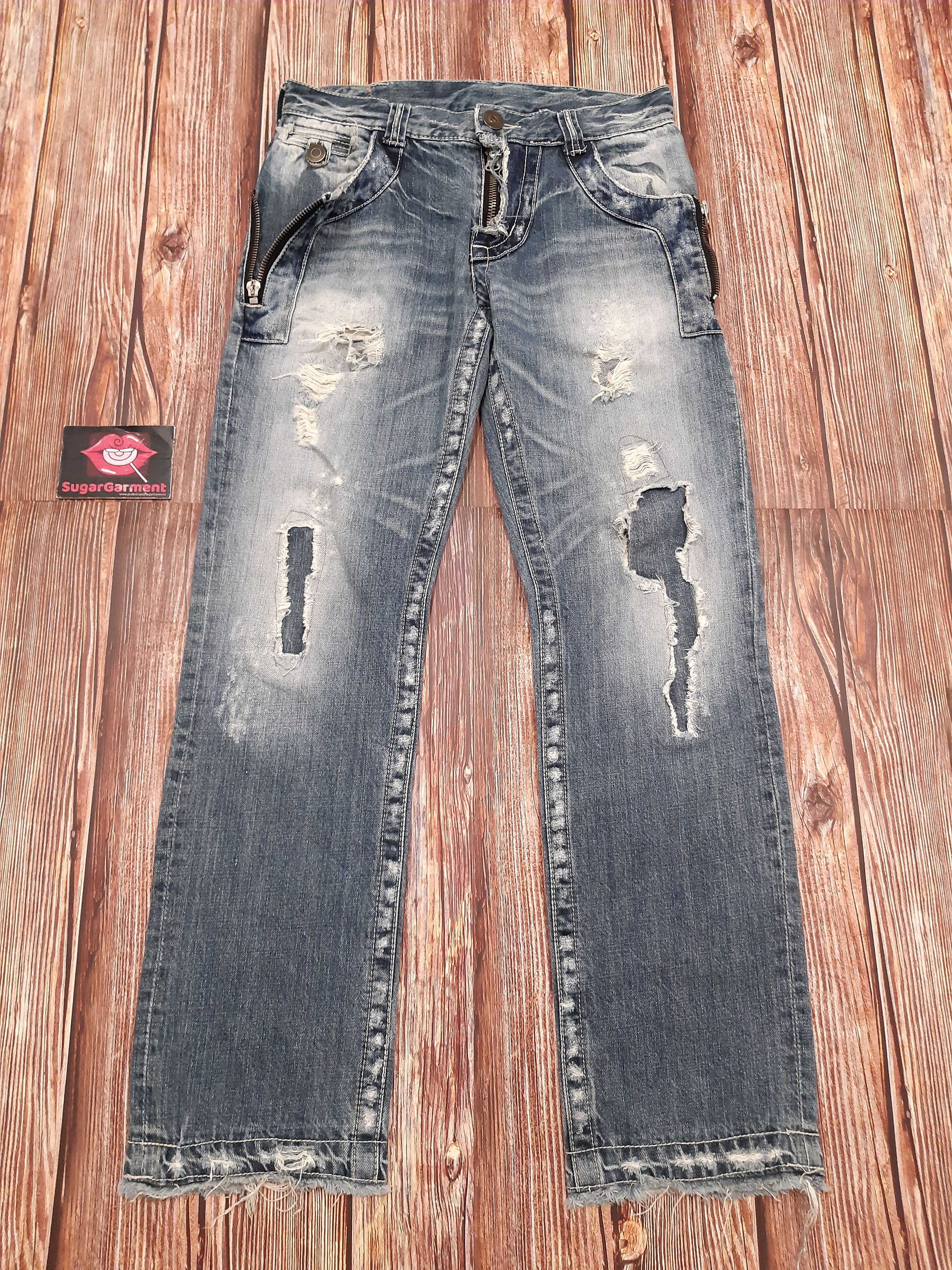 Japanese Jeans Distressed Punk Zippers