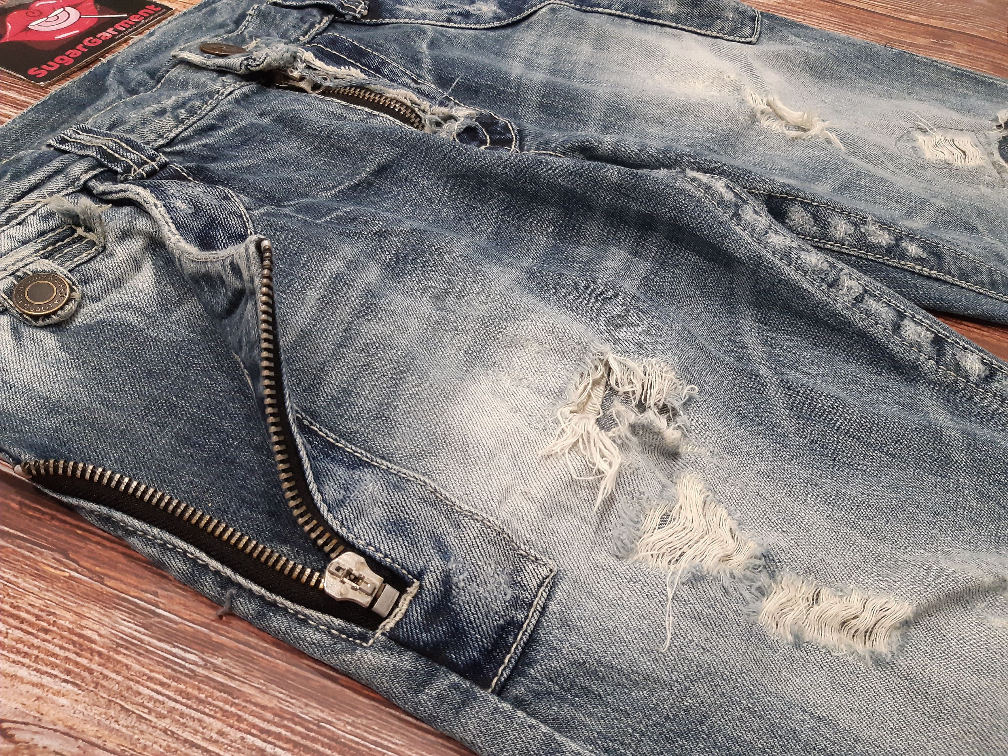 Japanese Jeans Distressed Punk Zippers
