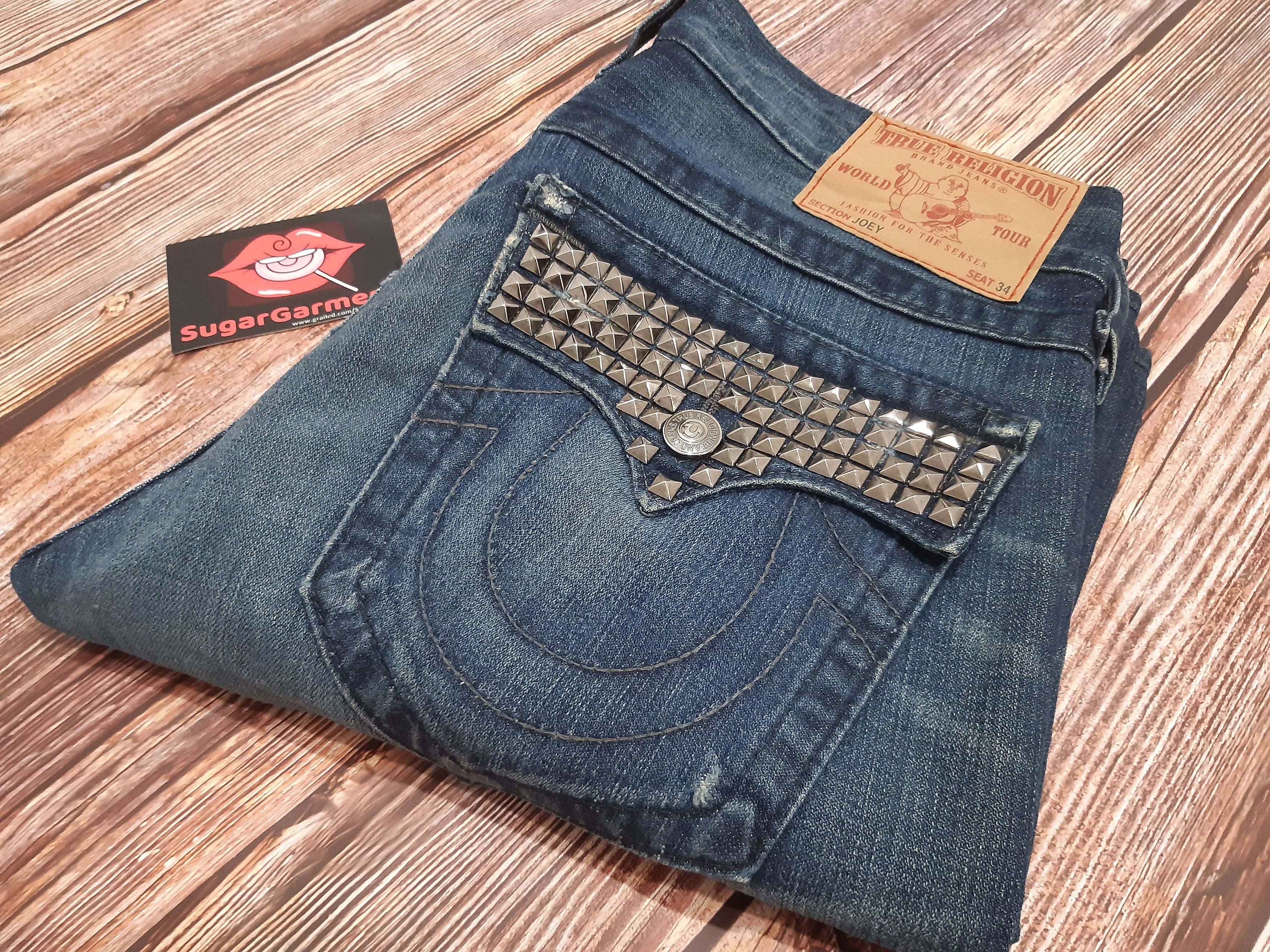 True Religion Bell Bottom Bootcut Jeans Flare True Religion Spike RARE Size 35" - 25 Thumbnail
