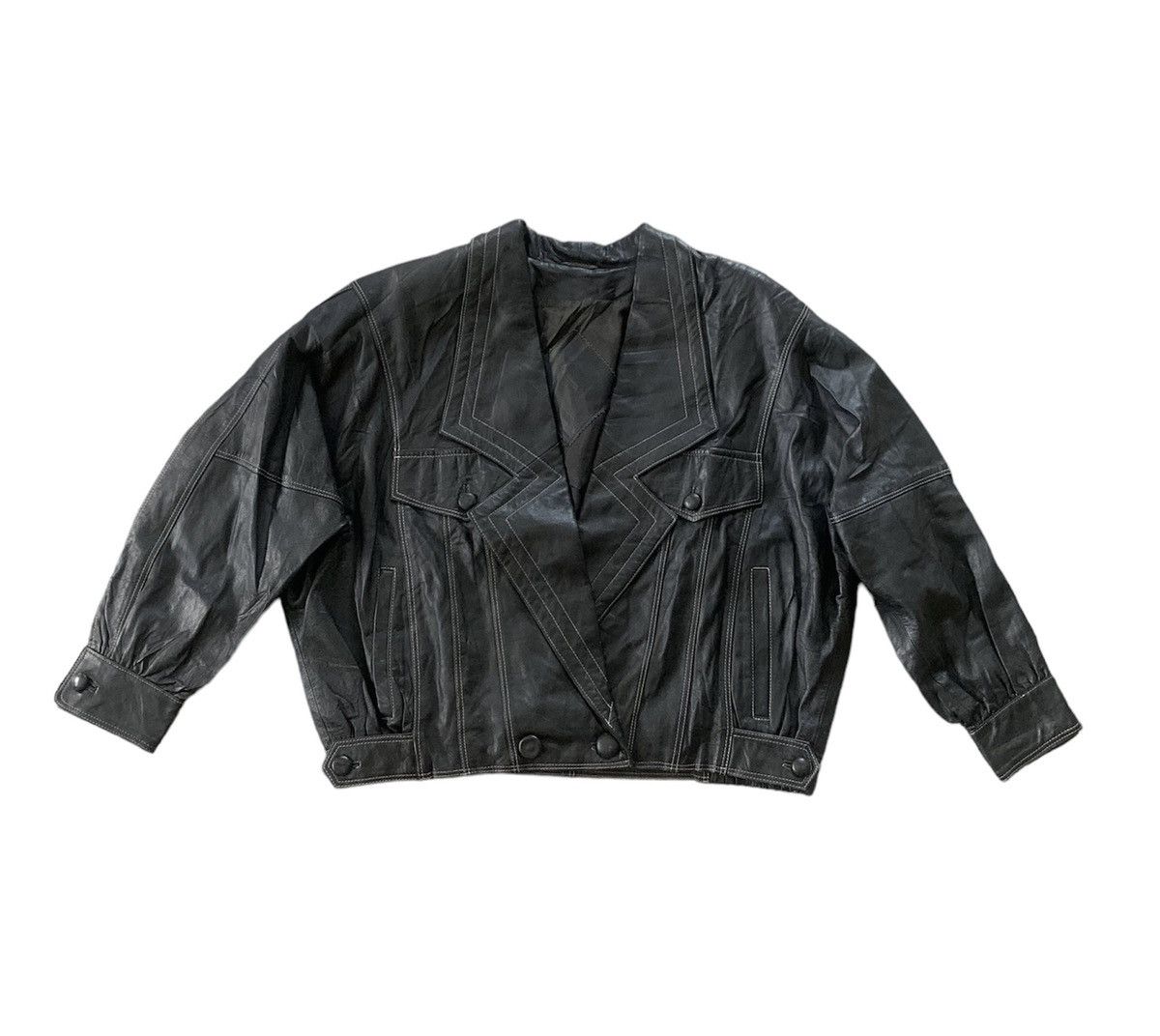 Japanese Brand Vintage Genuine Leather Double Collar Jacket Size US M / EU 48-50 / 2 - 1 Thumbnail