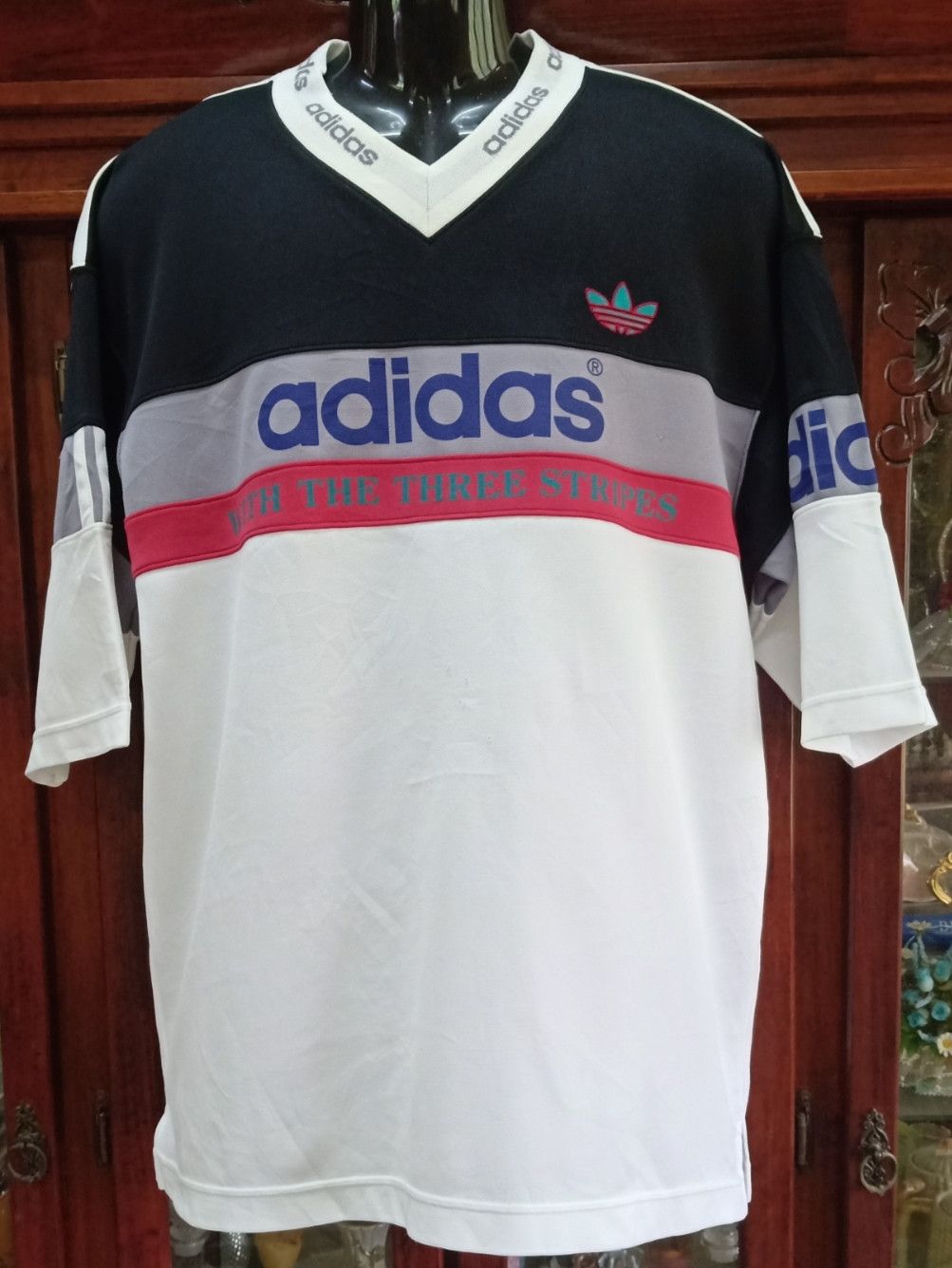 Adidas Vintage 90s Adidas With The Three Stripes Jersey Size US L / EU 52-54 / 3 - 1 Thumbnail
