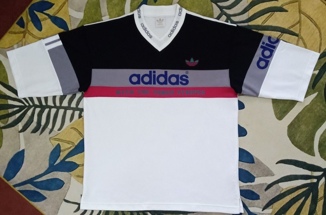 Adidas Vintage 90s Adidas With The Three Stripes Jersey Size US L / EU 52-54 / 3 - 3 Thumbnail