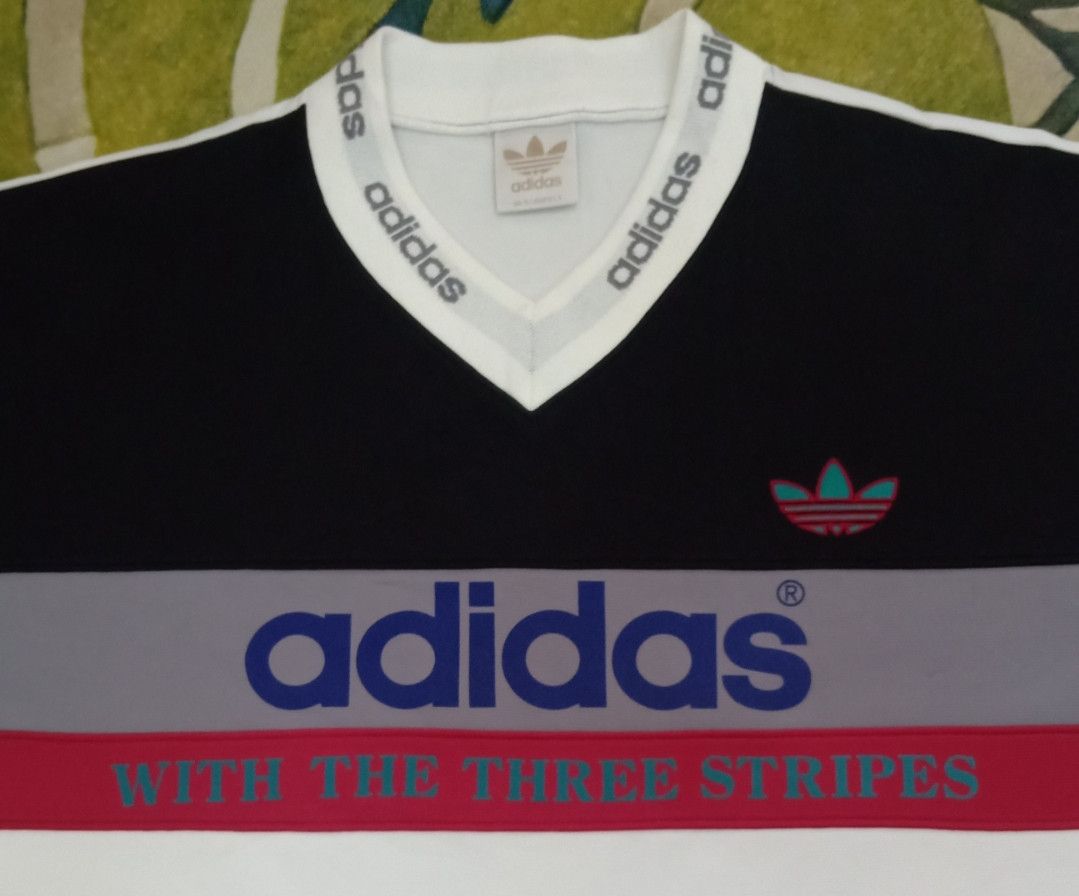 Adidas Vintage 90s Adidas With The Three Stripes Jersey Size US L / EU 52-54 / 3 - 4 Thumbnail