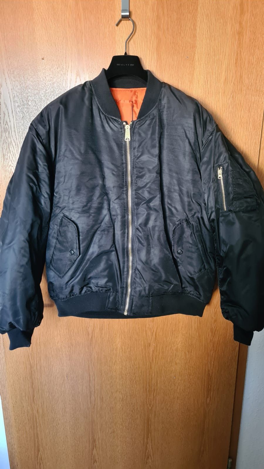 image of 1017 Alyx 9Sm Bomber Destroy Lonely in Black/Orange, Men's (Size Large)