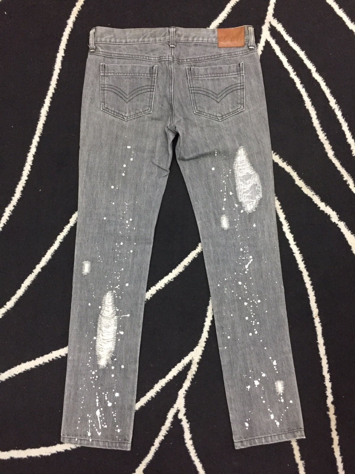 Japanese Brand Candy Stripper Distressed Paint Splash Denim Size 31" - 6 Thumbnail