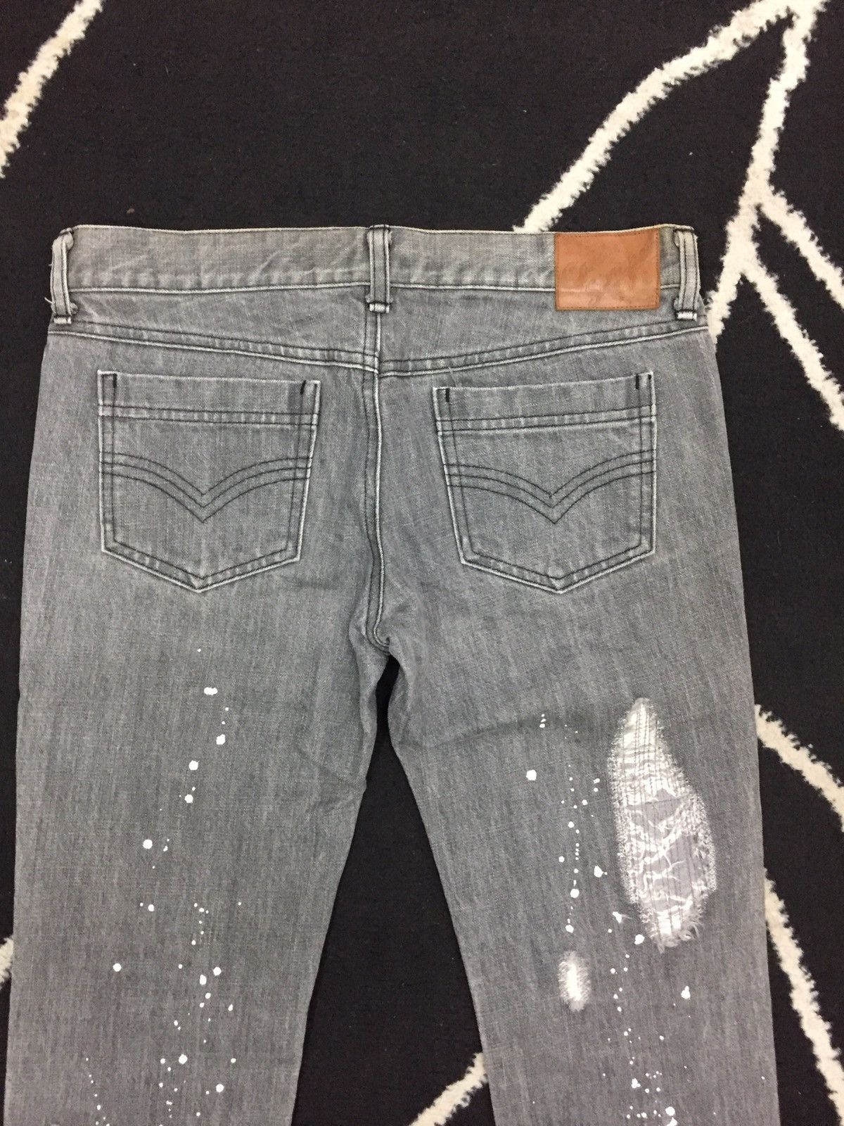 Japanese Brand Candy Stripper Distressed Paint Splash Denim Size 31" - 7 Thumbnail