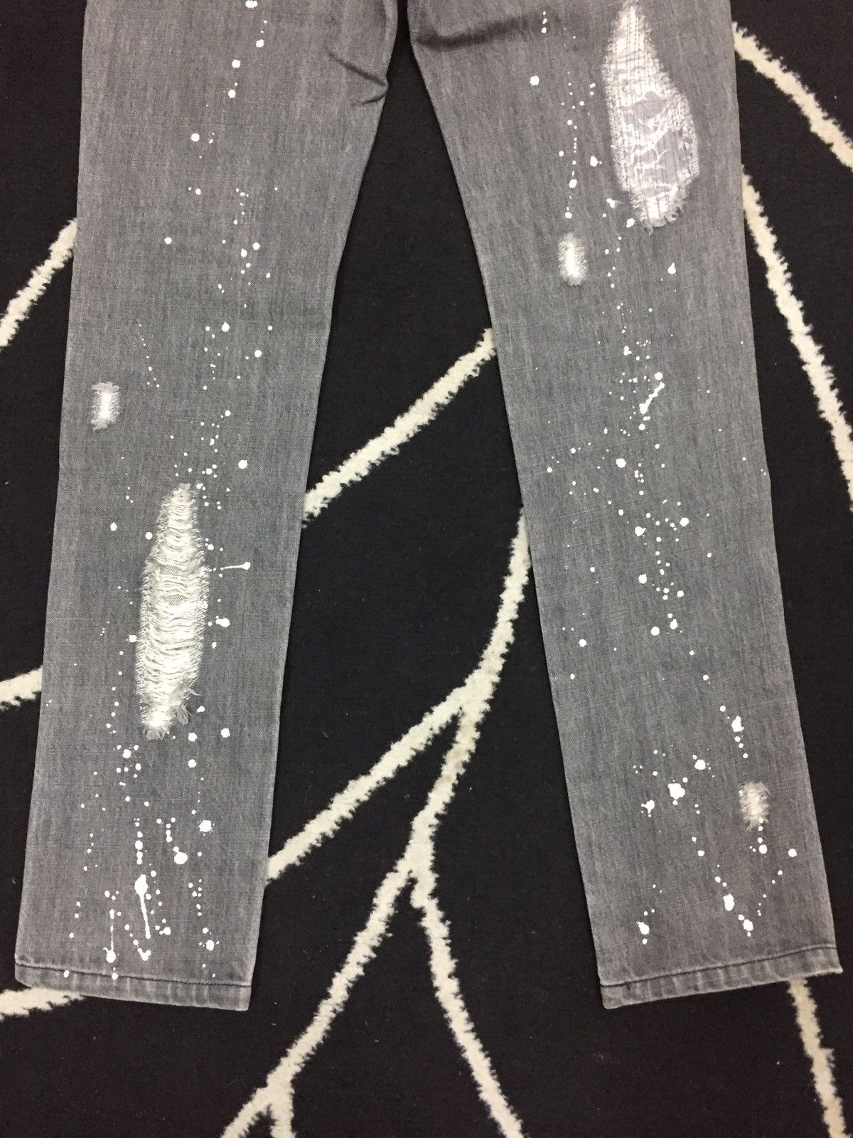 Japanese Brand Candy Stripper Distressed Paint Splash Denim Size 31" - 8 Thumbnail