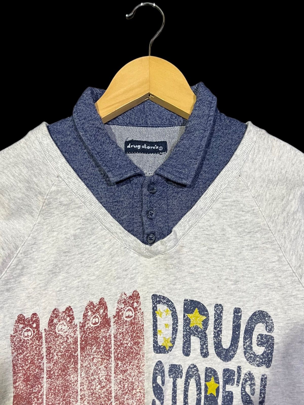 Designer × Japanese Brand × Vintage VINTAGE LONG SLEEVE DOUBLE COLLER by DRUG STORES Size US S / EU 44-46 / 1 - 4 Thumbnail