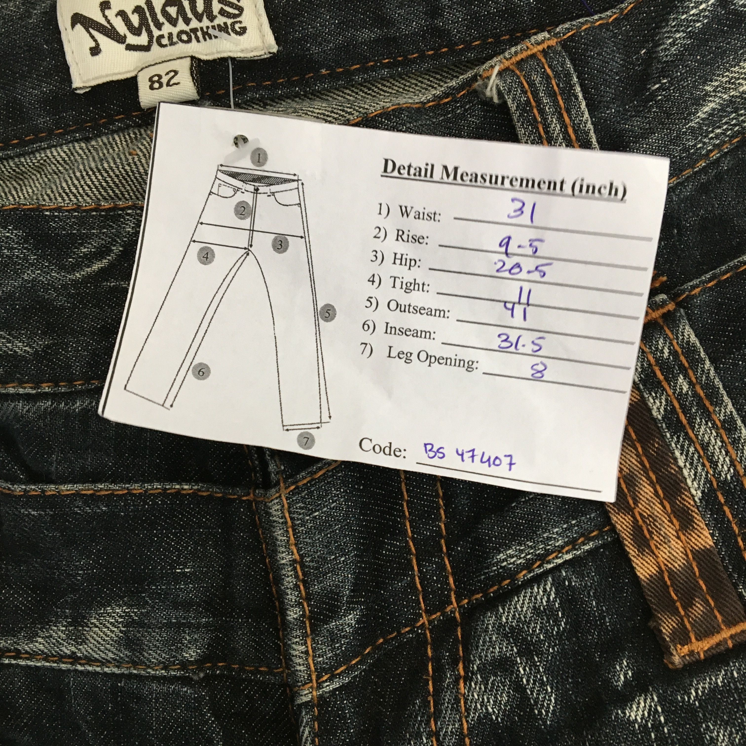 Japanese Brand Nylaus Double Waist Jeans Japanese Travis Style Denim Size 30" / US 8 / IT 44 - 10 Thumbnail