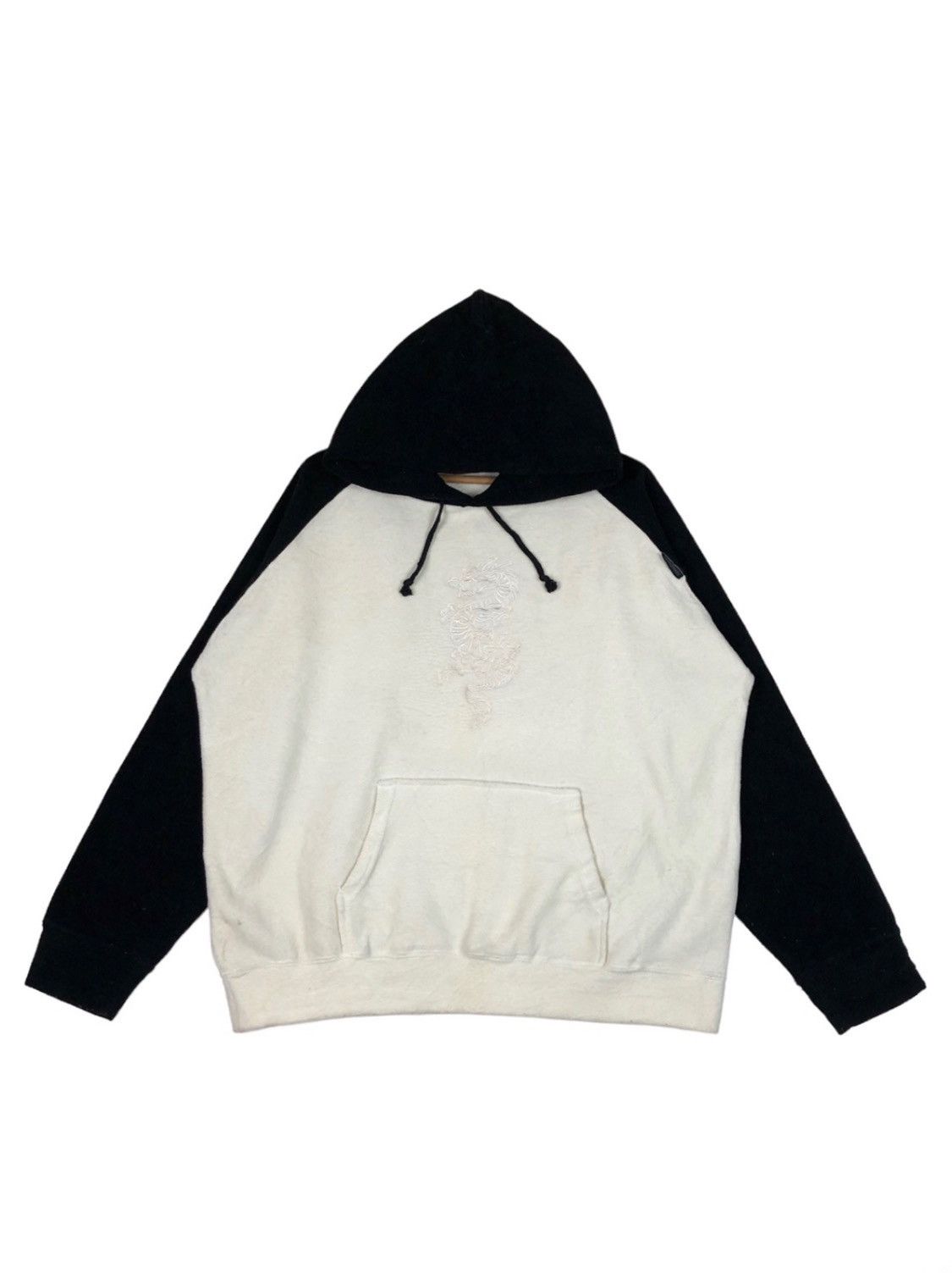 image of Dragonfly x Sukajan T Shirts Japanese Grass Hither Dragon Embroidery Logo Hoodie in White (Size XL)