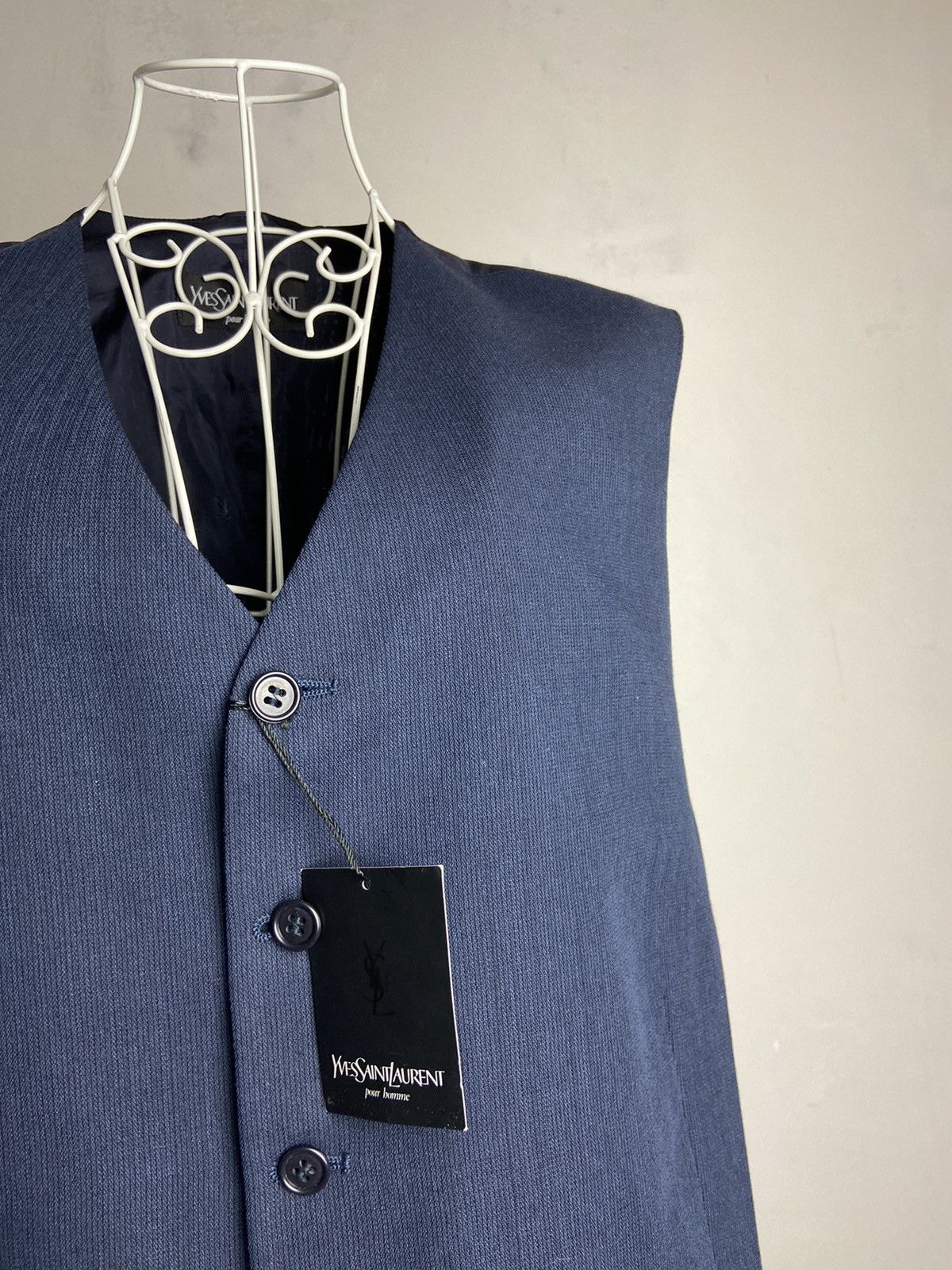 Vintage YSL monogram vest wool Size 50R - 2 Thumbnail