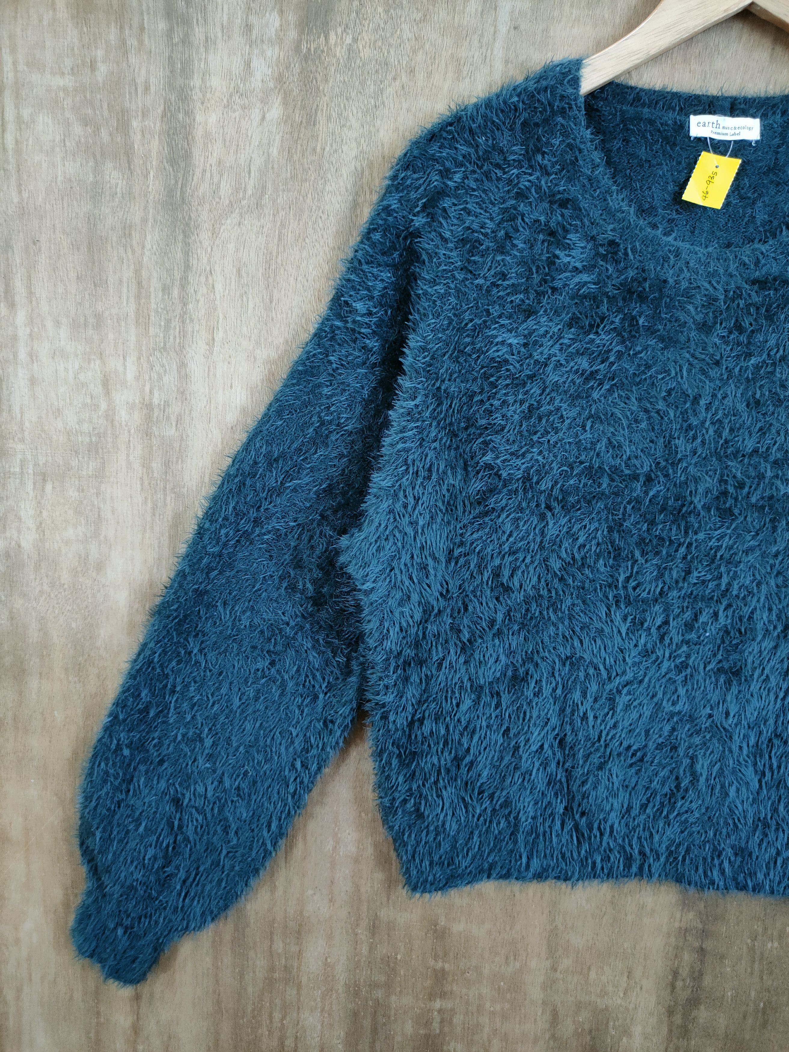 Hypebeast × Japanese Brand Japan shag shaggy soft fur mohair green knitted #46-935 Size S / US 4 / IT 40 - 2 Thumbnail