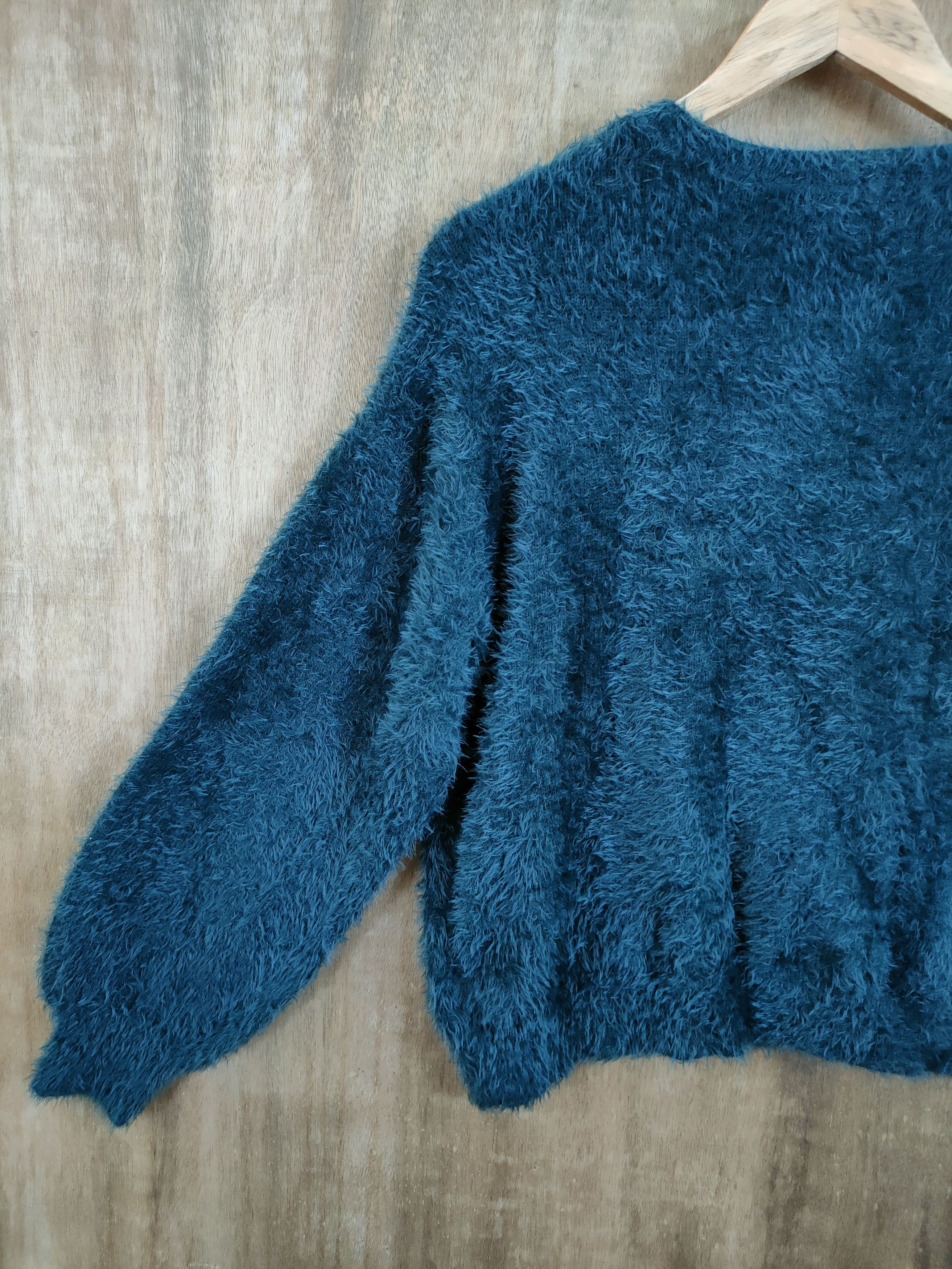 Hypebeast × Japanese Brand Japan shag shaggy soft fur mohair green knitted #46-935 Size S / US 4 / IT 40 - 8 Thumbnail