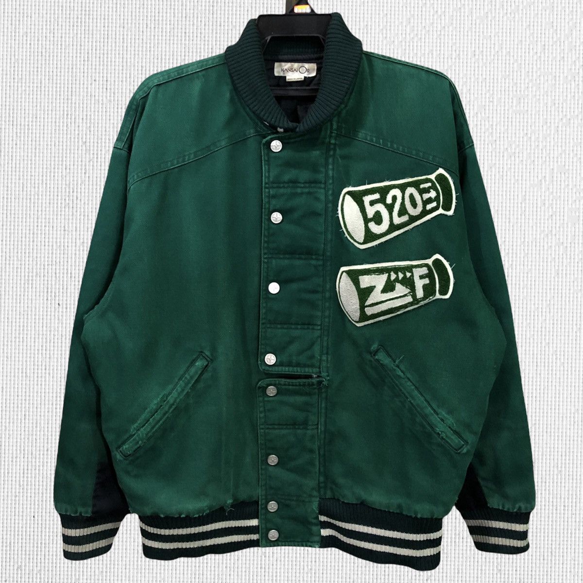 Japanese Brand × Kansai Yamamoto × Vintage Vintage Kansai O2 Big Logo Distressed Bomber Jacket Size US L / EU 52-54 / 3 - 2 Thumbnail