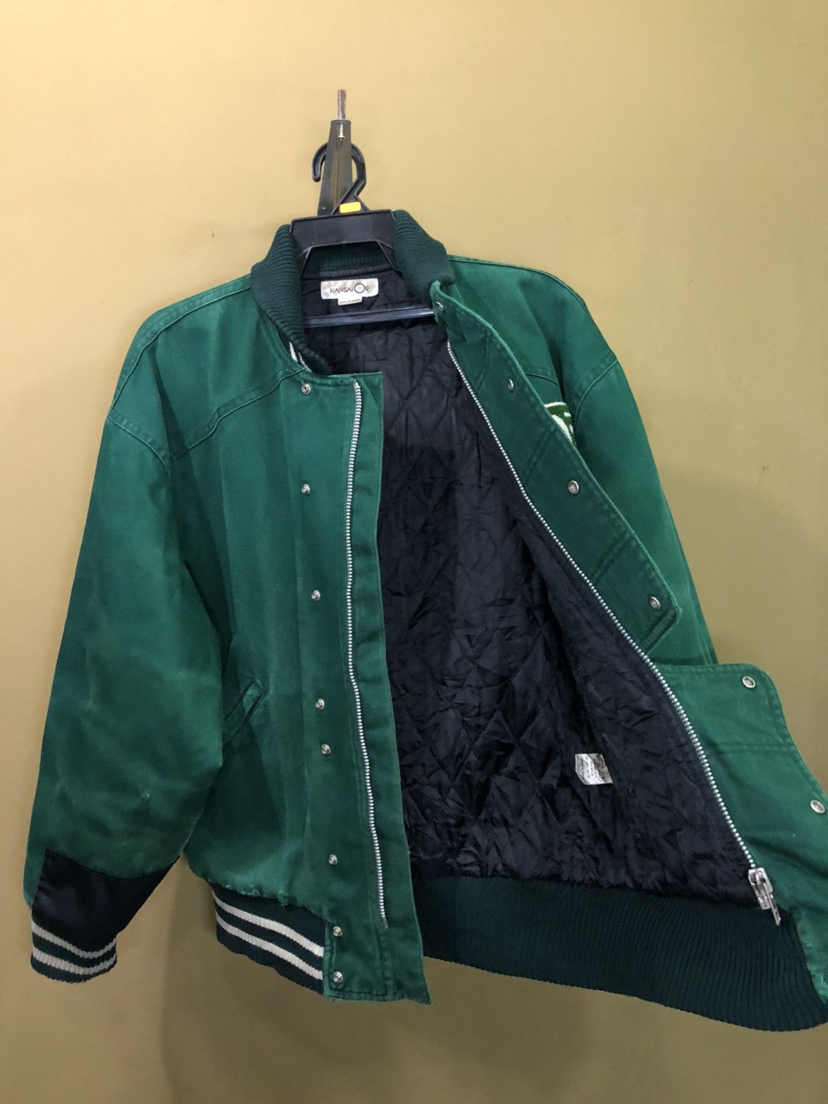 Japanese Brand × Kansai Yamamoto × Vintage Vintage Kansai O2 Big Logo Distressed Bomber Jacket Size US L / EU 52-54 / 3 - 9 Thumbnail