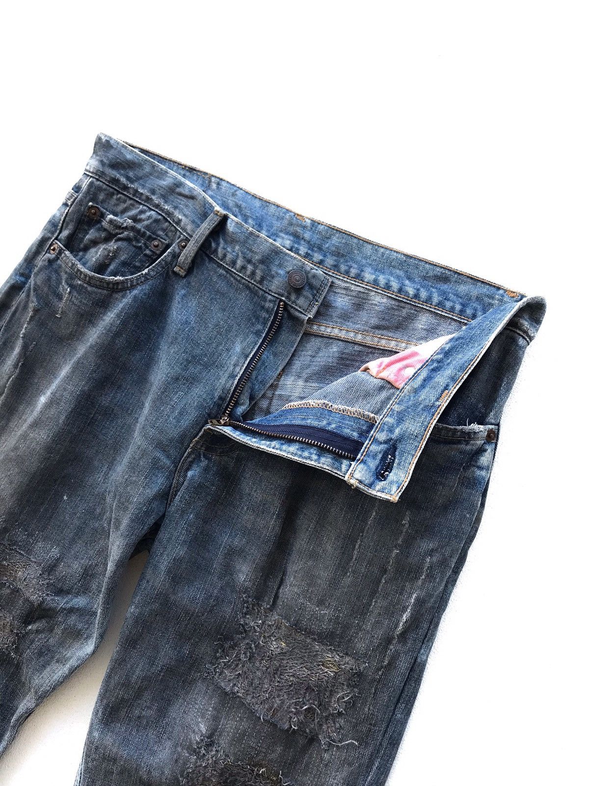 Levi's × Levi's Made & Crafted Levi’s Custom Patchwork Distressed Workers Jeans Size US 33 - 3 Thumbnail
