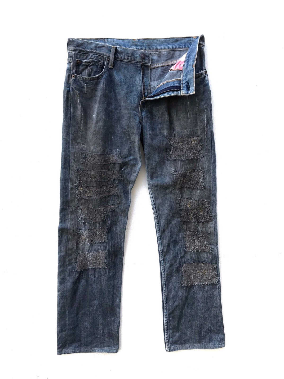 Levi's × Levi's Made & Crafted Levi’s Custom Patchwork Distressed Workers Jeans Size US 33 - 2 Thumbnail