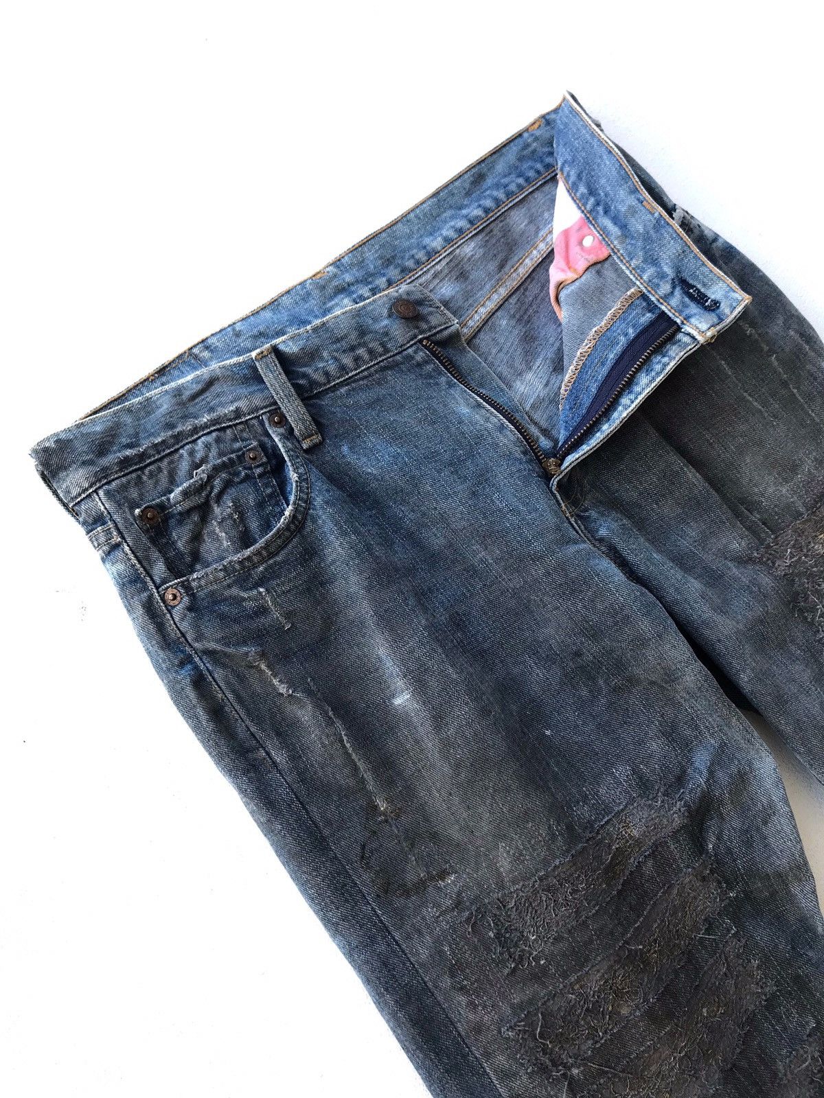 Levi's × Levi's Made & Crafted Levi’s Custom Patchwork Distressed Workers Jeans Size US 33 - 4 Thumbnail