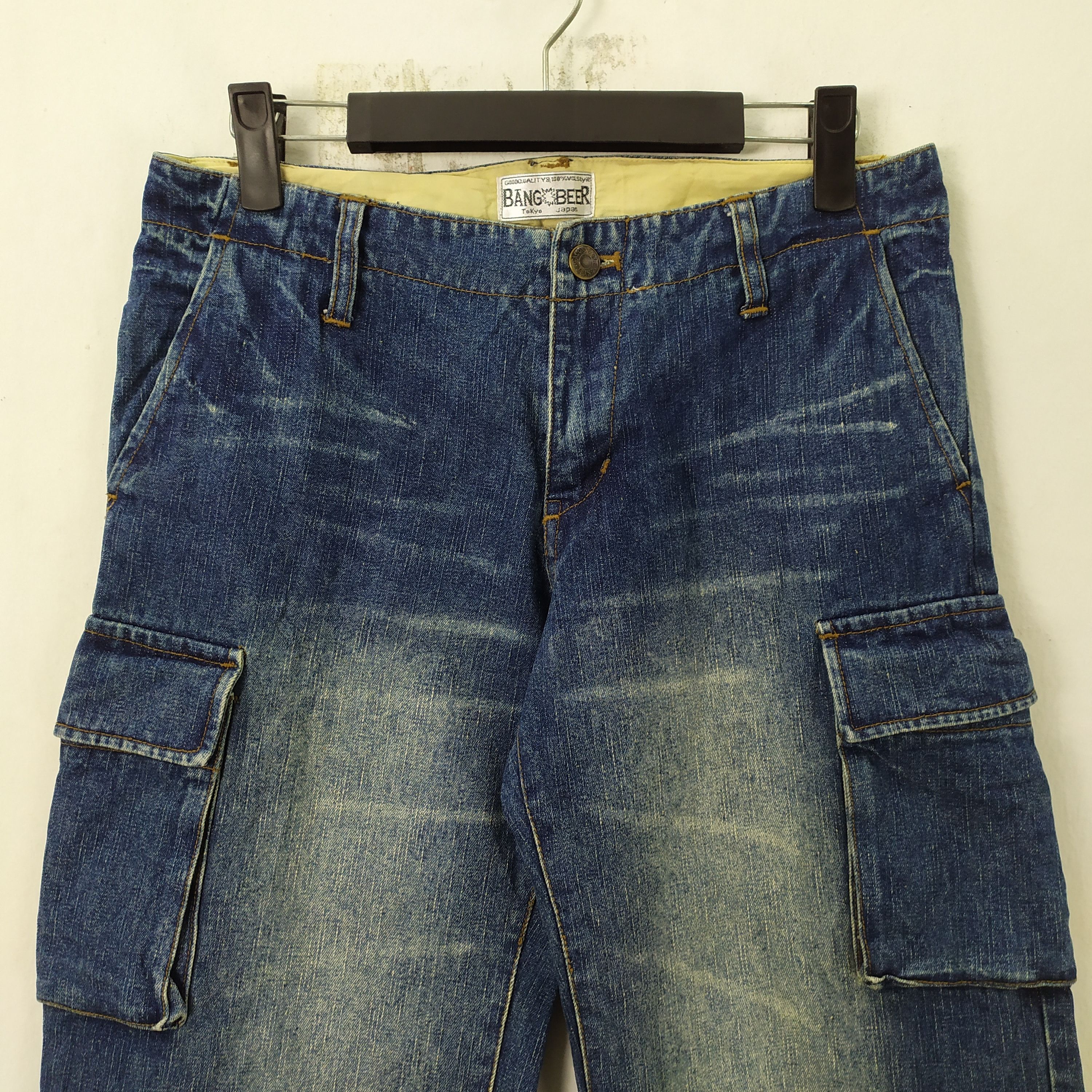 Japanese Brand × Jean BANG BEER JEANS DENIM CARGO PANTS Size US 27 - 4 Thumbnail