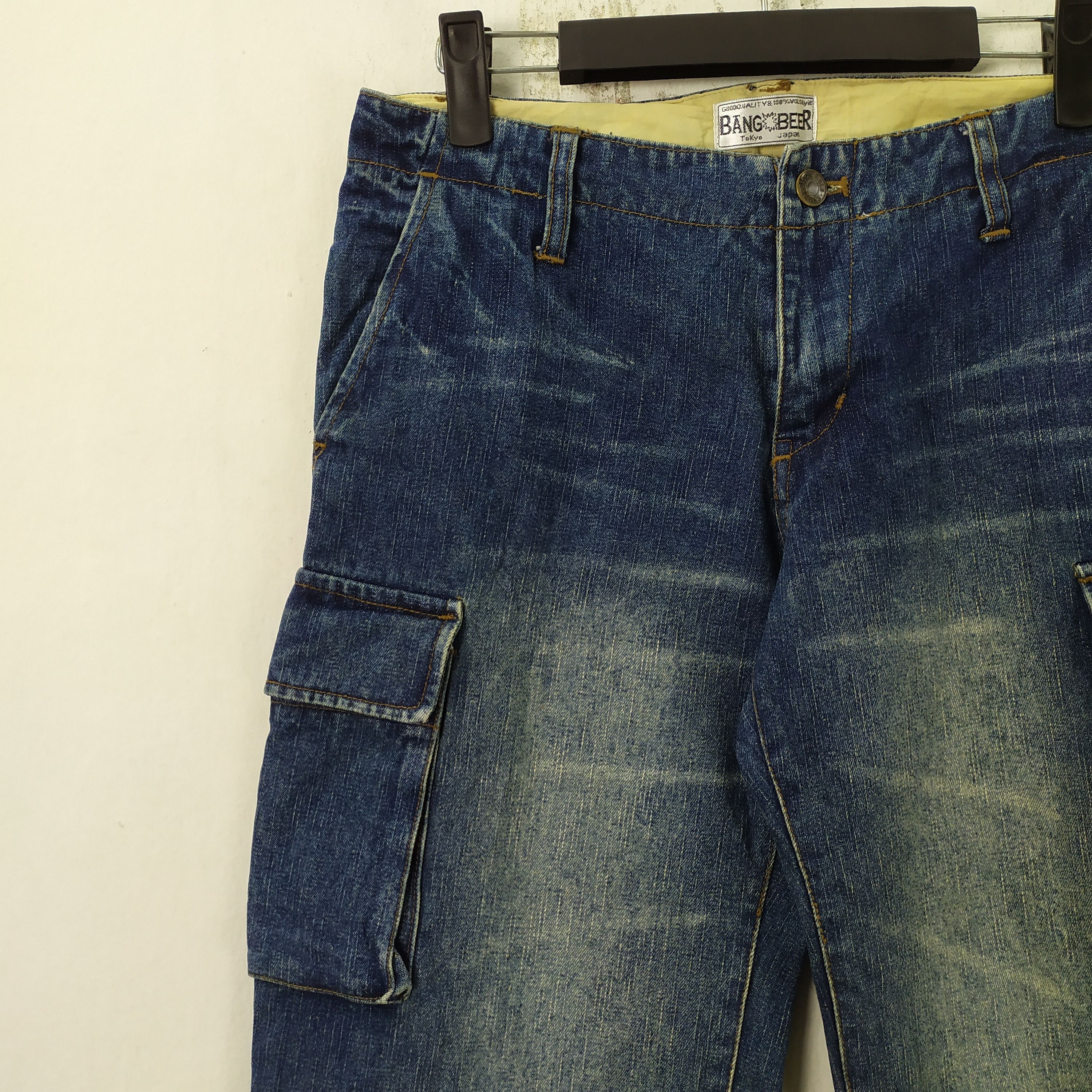 Japanese Brand × Jean BANG BEER JEANS DENIM CARGO PANTS Size US 27 - 3 Thumbnail
