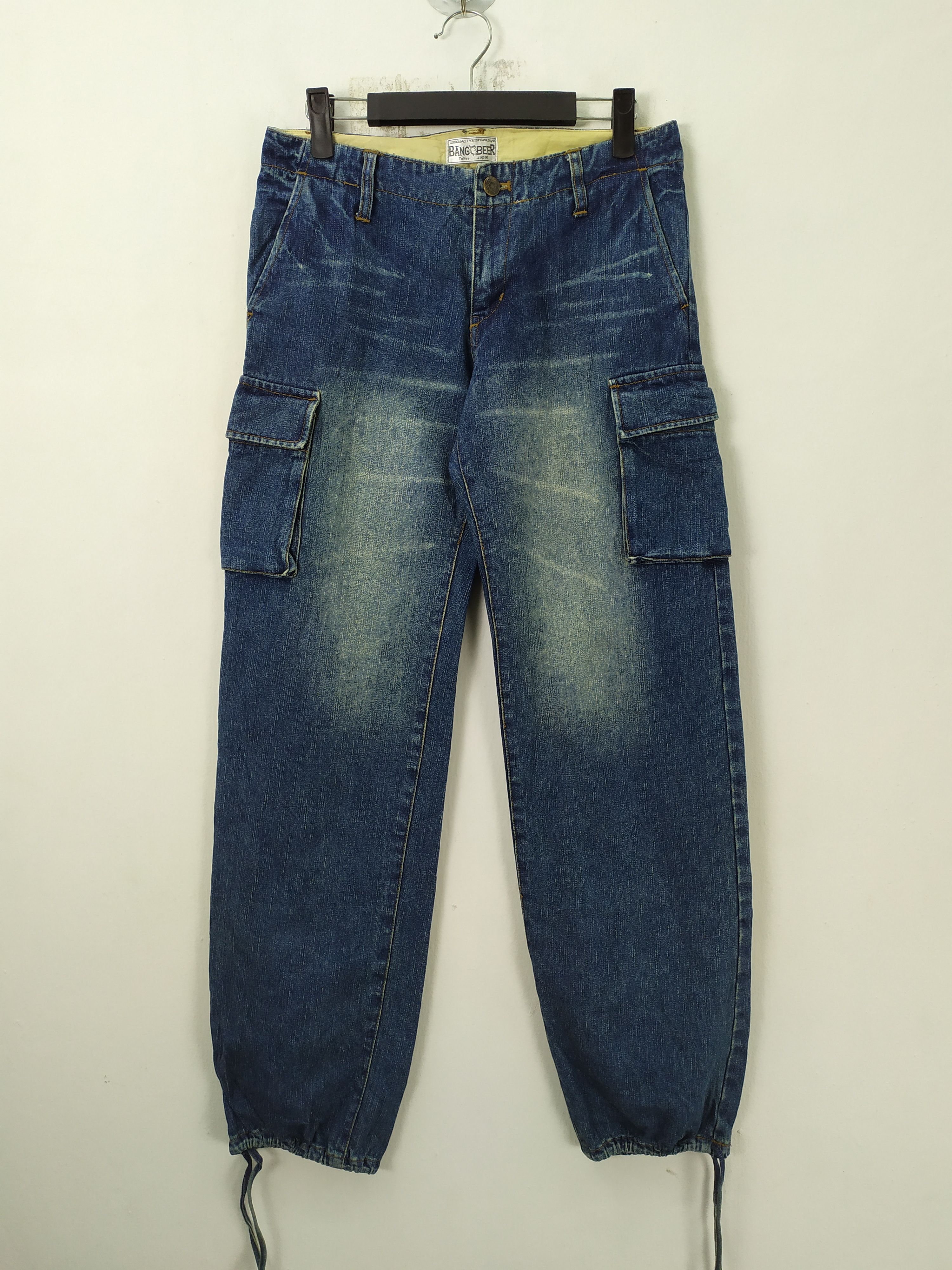 Japanese Brand × Jean BANG BEER JEANS DENIM CARGO PANTS Size US 27 - 1 Thumbnail