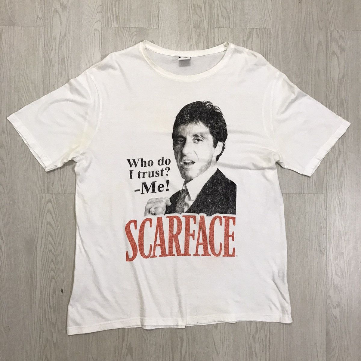 image of Vintage 80's Scarface Movie Tee in White, Men's (Size Large)
