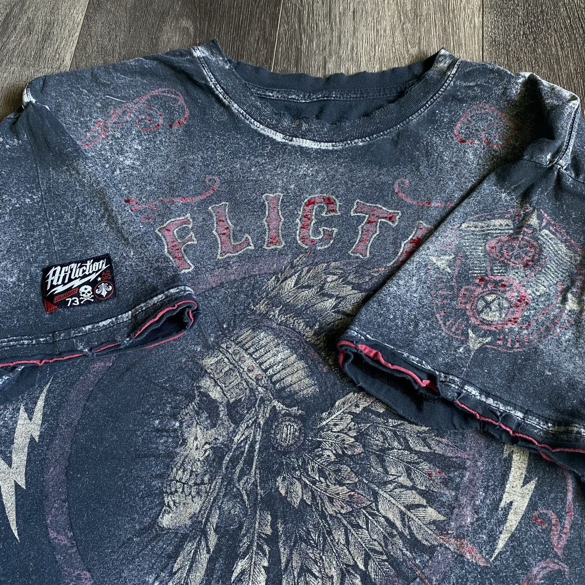 Affliction Vintage 2000s Affliction Live Fast Skull Graphic Logo Tee Size US XL / EU 56 / 4 - 4 Thumbnail