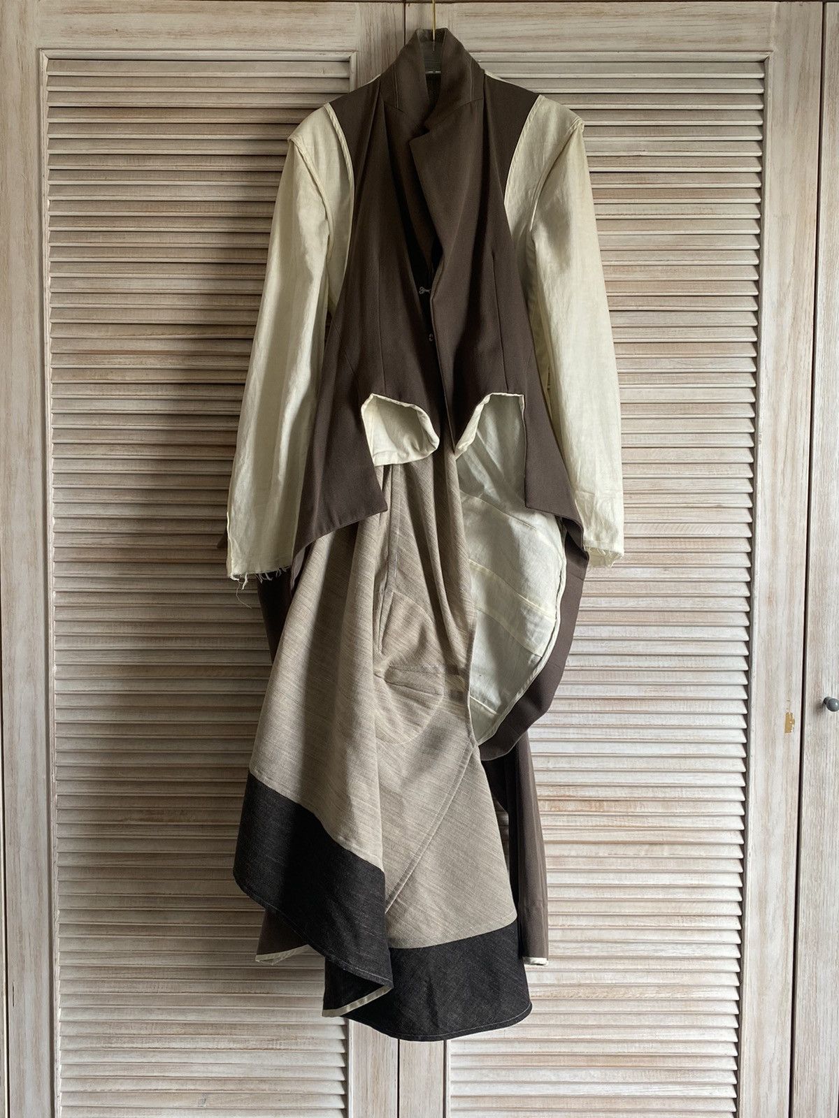 image of Comme Des Garcons x Comme Des Garcons Homme Plus Masterpiece Fw 1997 Deconstructed Jacket in Beige,