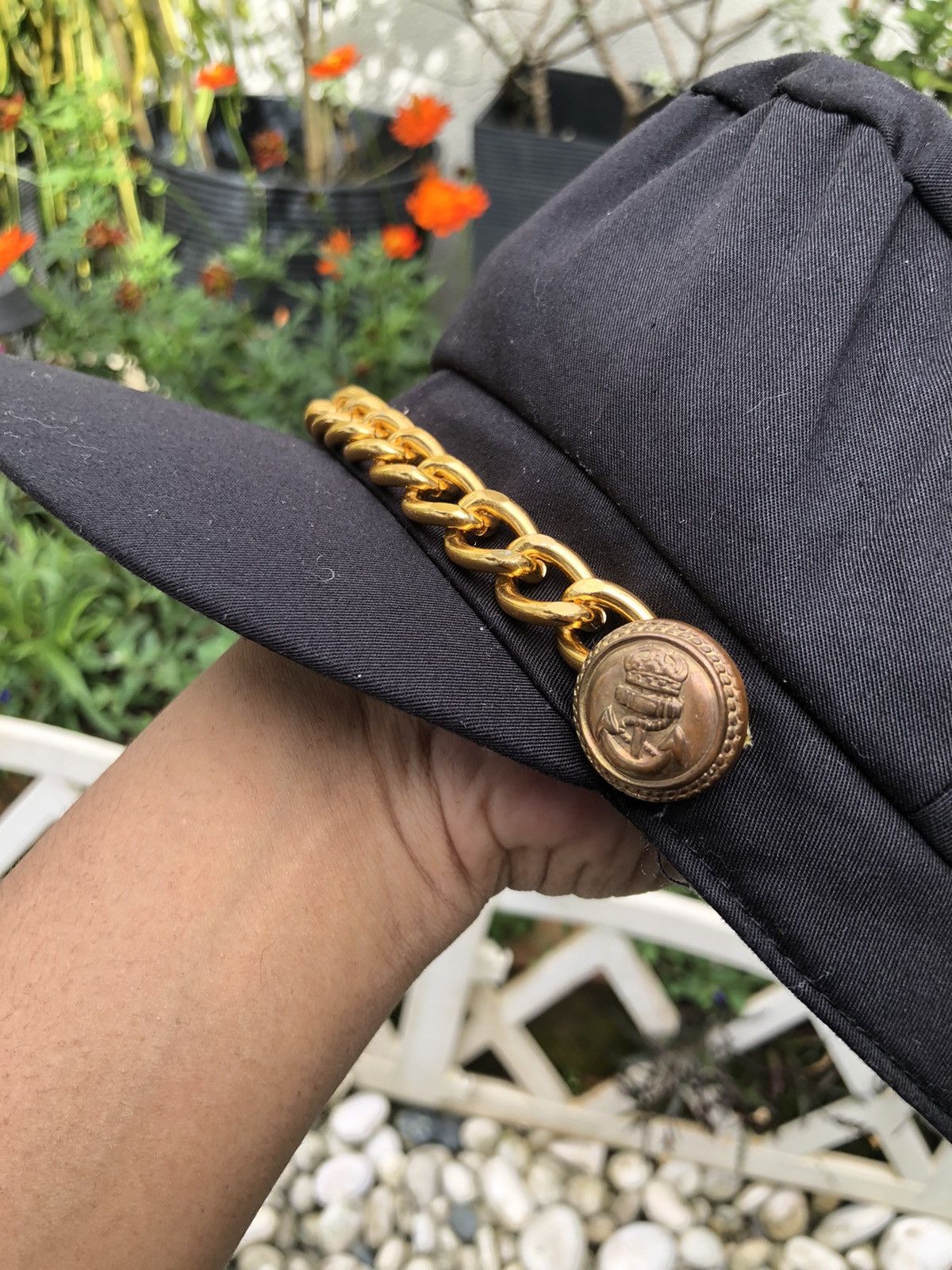 Japanese Brand CHAIN DECOR BAKER BOY MILITARY HAT CAP BY SBY HAPPYSISTER Size ONE SIZE - 4 Thumbnail