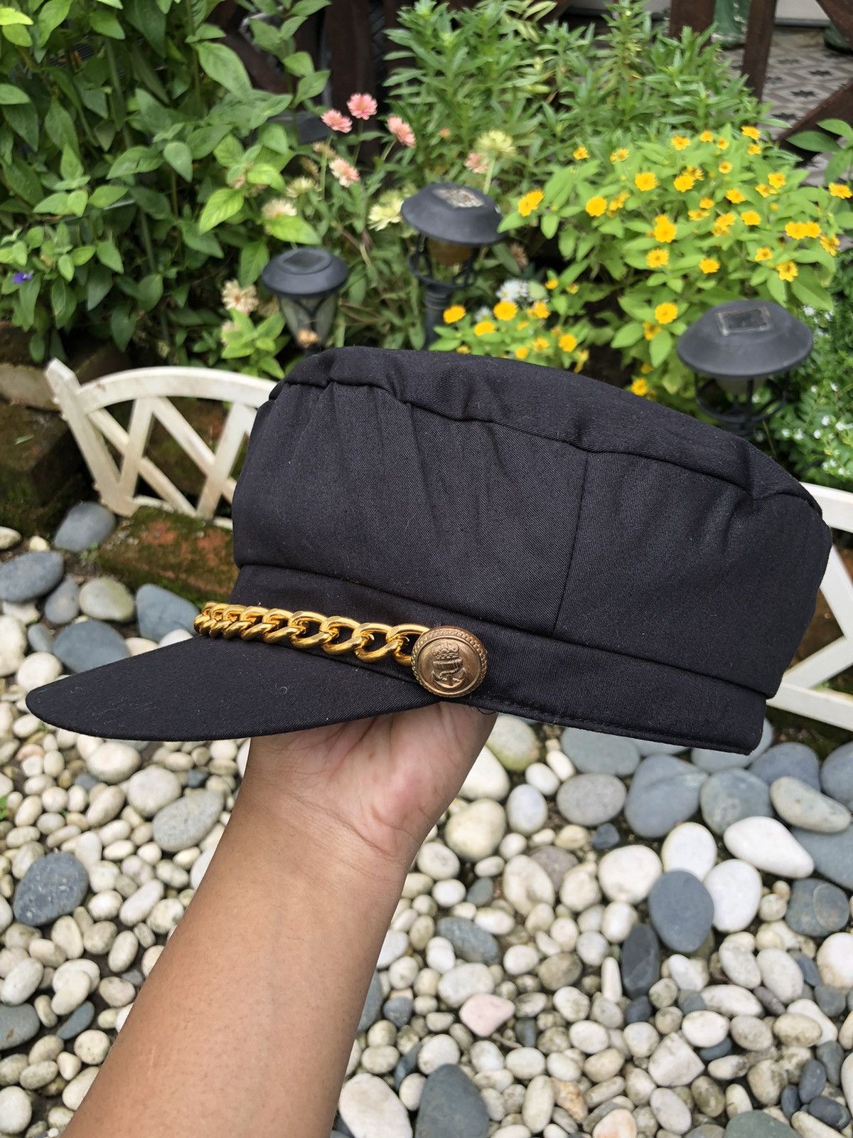 Japanese Brand CHAIN DECOR BAKER BOY MILITARY HAT CAP BY SBY HAPPYSISTER Size ONE SIZE - 1 Thumbnail