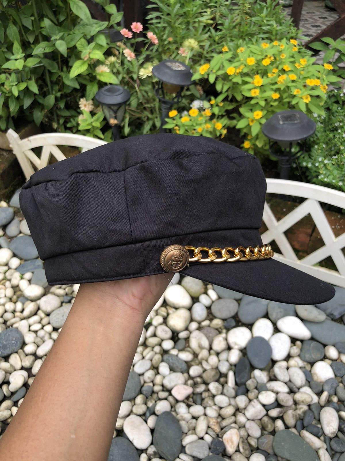 Japanese Brand CHAIN DECOR BAKER BOY MILITARY HAT CAP BY SBY HAPPYSISTER Size ONE SIZE - 3 Thumbnail