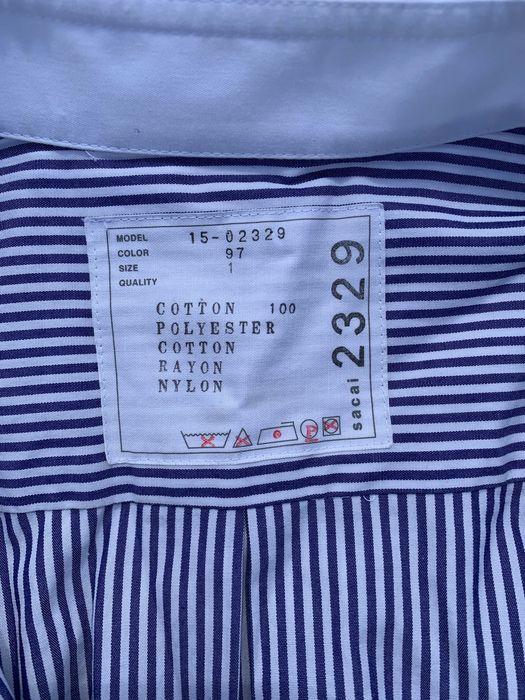 Sacai Sacai Blue Striped Poplin Shirt With Lace Detail Size 1 | Grailed