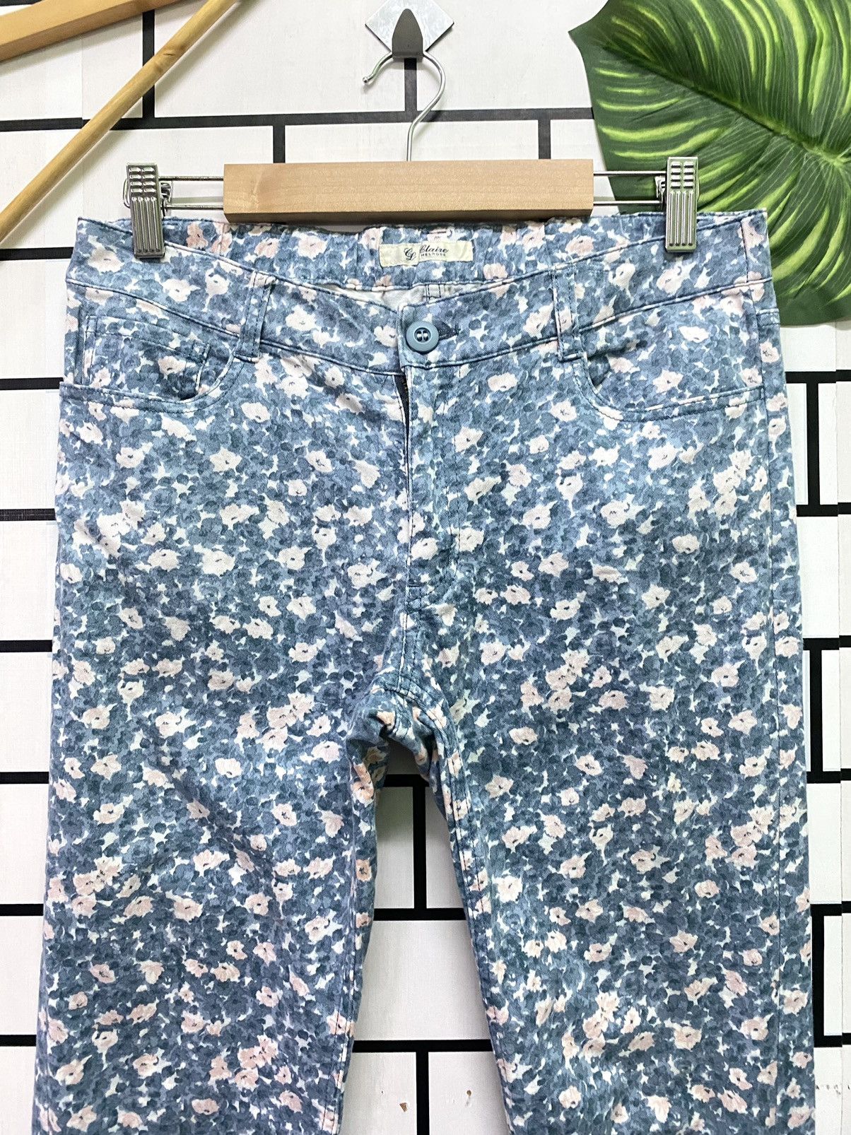 Designer × Japanese Brand Floral Japan Made CLAIRE MELROSE Low Rise Pants Size US 28 / EU 44 - 3 Thumbnail