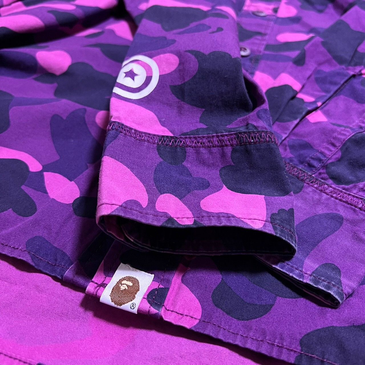Bape BAPE shark full button long sleeve shirts purple camo Size US M / EU 48-50 / 2 - 2 Thumbnail