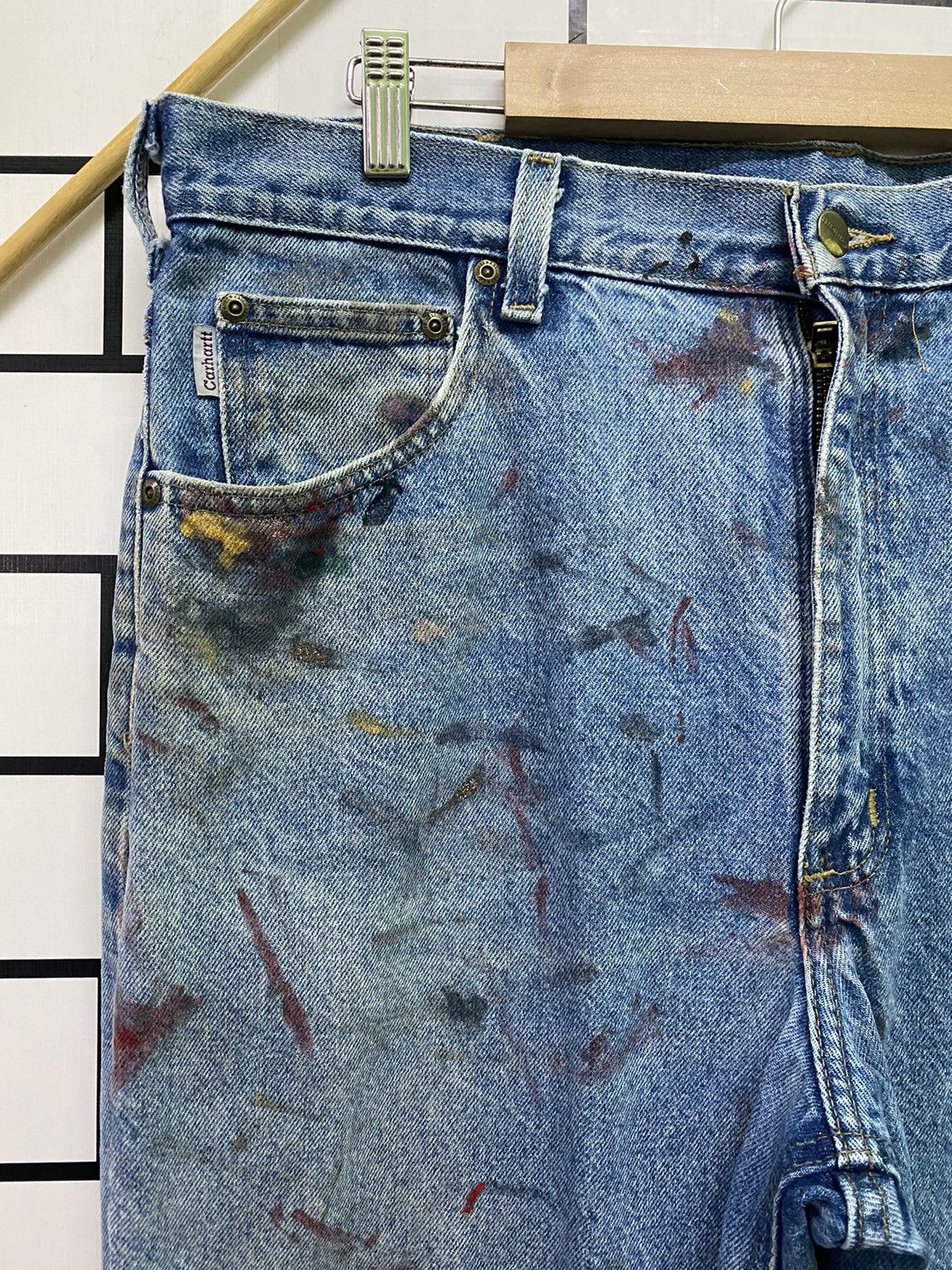 Vintage CARHARTT Dirty Paint Splashed Distressed Denim Jeans Size US 36 / EU 52 - 4 Thumbnail