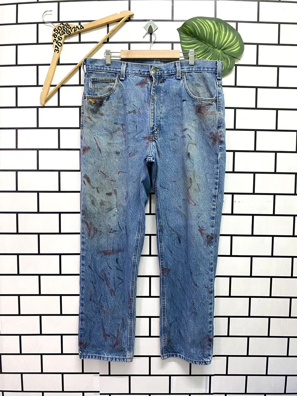 Vintage CARHARTT Dirty Paint Splashed Distressed Denim Jeans Size US 36 / EU 52 - 1 Thumbnail
