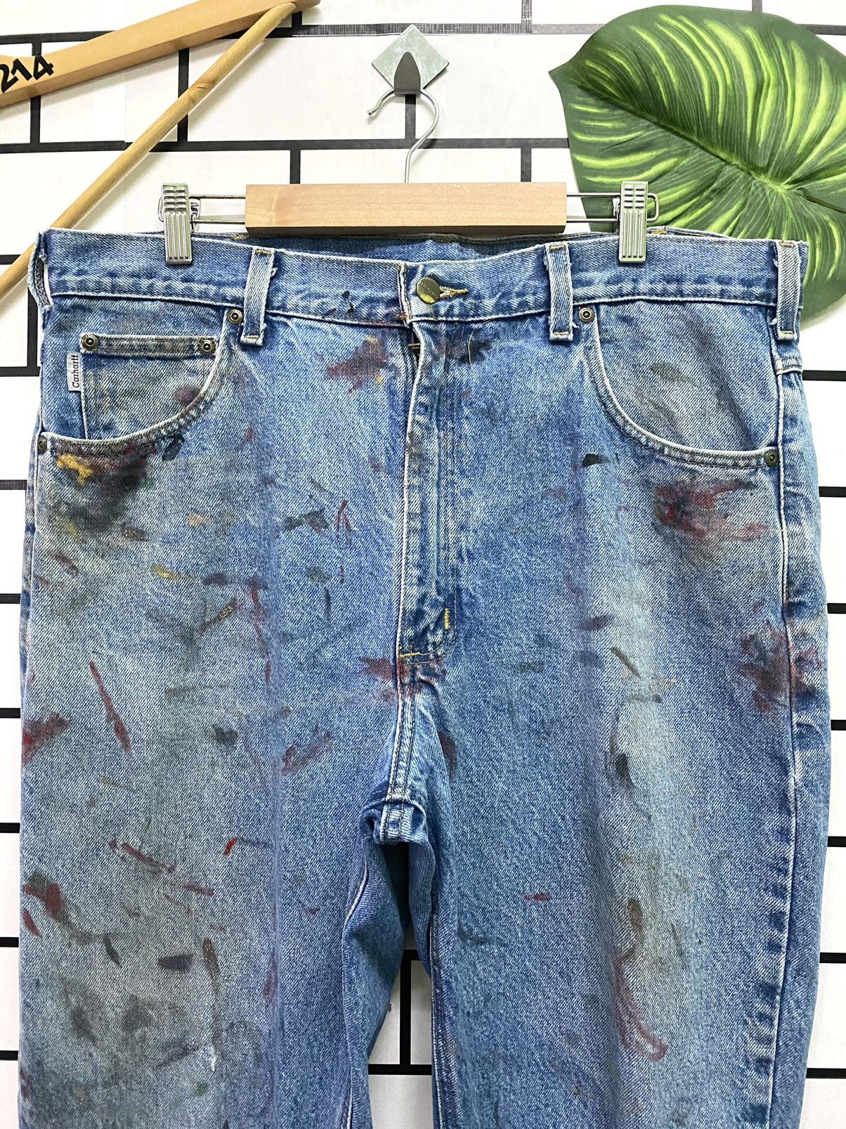 Vintage CARHARTT Dirty Paint Splashed Distressed Denim Jeans Size US 36 / EU 52 - 3 Thumbnail