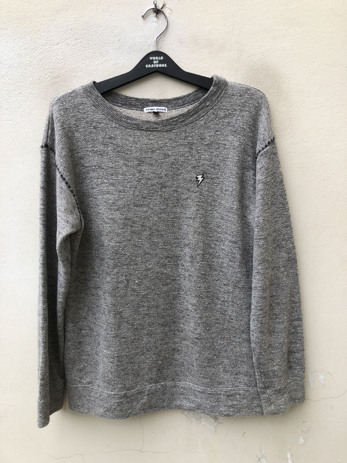 Vintage Vintage 90s Ozone Rocks Japan Printed Art Grey Sweatshirt Size US L / EU 52-54 / 3 - 12 Thumbnail