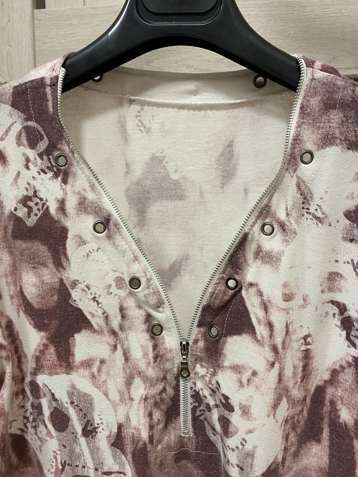 Japanese Brand × Vintage Vintage Skull Print Zip Short Sleeve T-shirt Size US M / EU 48-50 / 2 - 5 Thumbnail