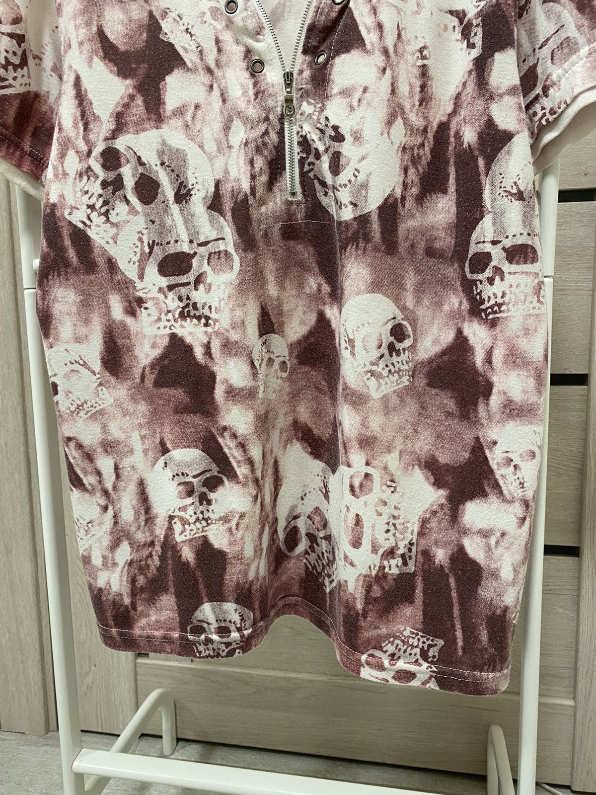 Japanese Brand × Vintage Vintage Skull Print Zip Short Sleeve T-shirt Size US M / EU 48-50 / 2 - 3 Thumbnail