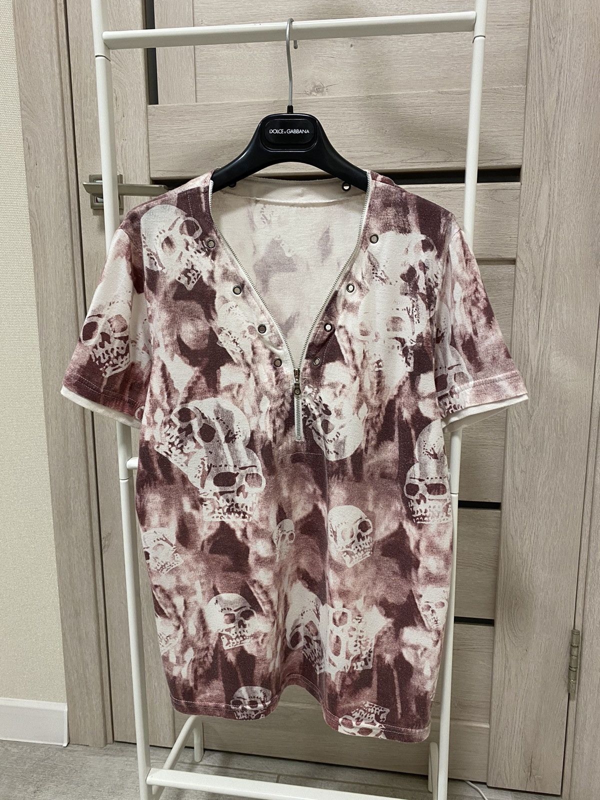 Japanese Brand × Vintage Vintage Skull Print Zip Short Sleeve T-shirt Size US M / EU 48-50 / 2 - 1 Thumbnail