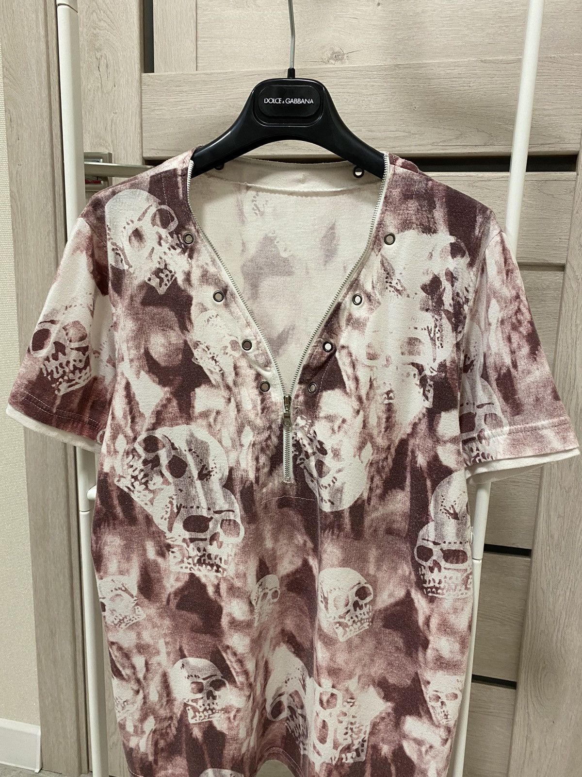 Japanese Brand × Vintage Vintage Skull Print Zip Short Sleeve T-shirt Size US M / EU 48-50 / 2 - 2 Thumbnail